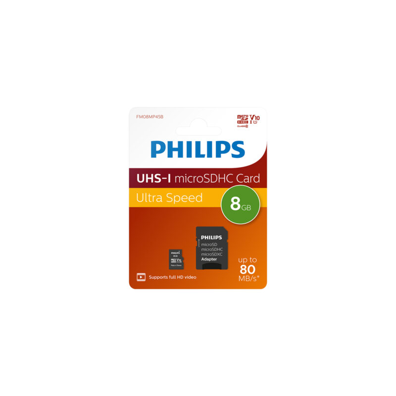 Philips Ultra Speed 8 GB UHS-I U1 Class 10 V10 SD Adaptörlü MicroSDXC Kart
