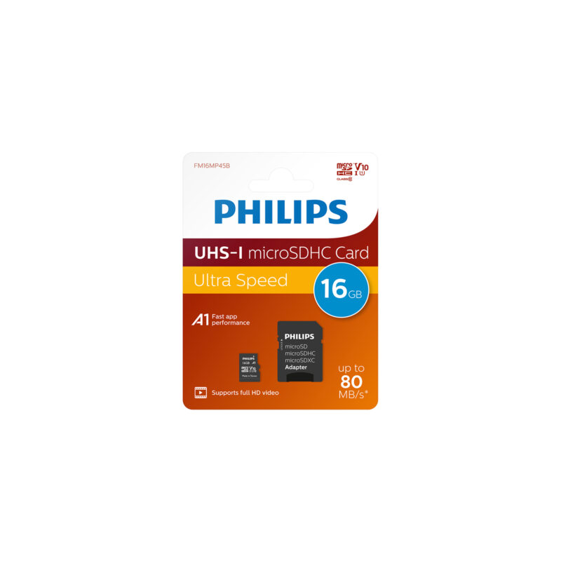 Philips Ultra Speed 16 GB UHS-I U1 Class 10 V10 SD Adaptörlü MicroSDXC Kart