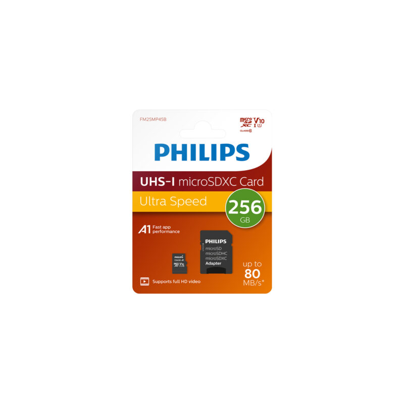 Philips Ultra Speed 256 GB UHS-I U1 Class 10 V10 SD Adaptörlü MicroSDXC Kart