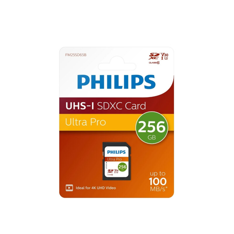 Philips Ultra Pro 256 GB Class 10 UHS-I U3 V30 4K Uyumlu SDXC Hafıza Kartı