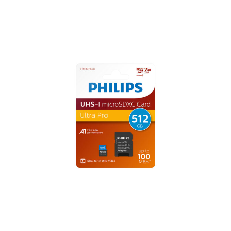 Philips Ultra Pro 512 GB UHS-I U3 Class 10 V30 SD Adaptörlü MicroSDXC Kart