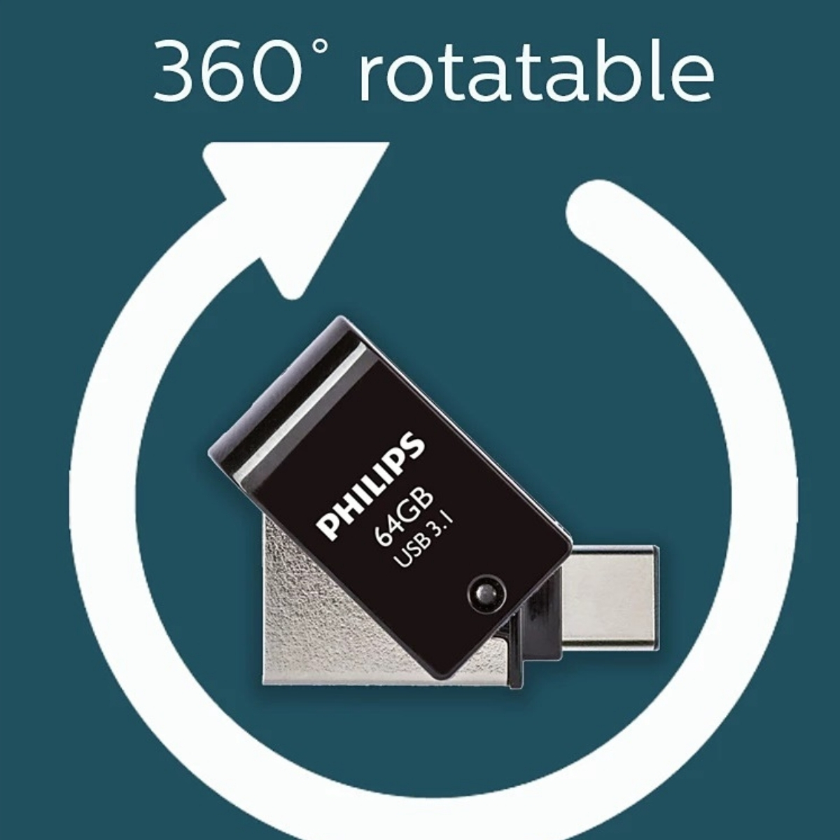 Philips 64 GB USB 3.1 & Type-C 2’si 1 Arada Çift Girişli Metal USB Bellek - Görsel 3