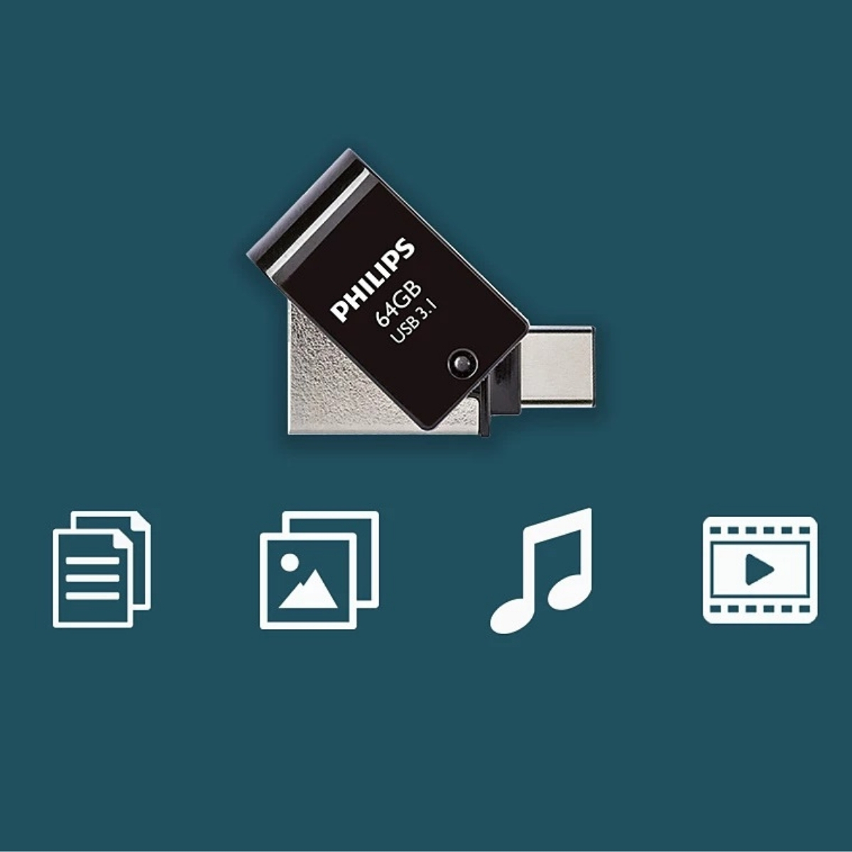 Philips 64 GB USB 3.1 & Type-C 2’si 1 Arada Çift Girişli Metal USB Bellek - Görsel 4