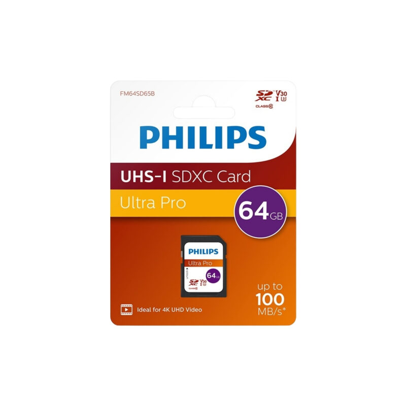Philips Ultra Pro 64 GB Class 10 UHS-I U3 V30 4K Uyumlu SDXC Hafıza Kartı