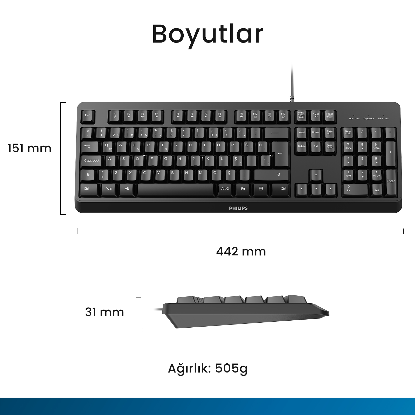 Philips SPK6207 Kablolu Türkçe Q Klavye Siyah - Görsel 6