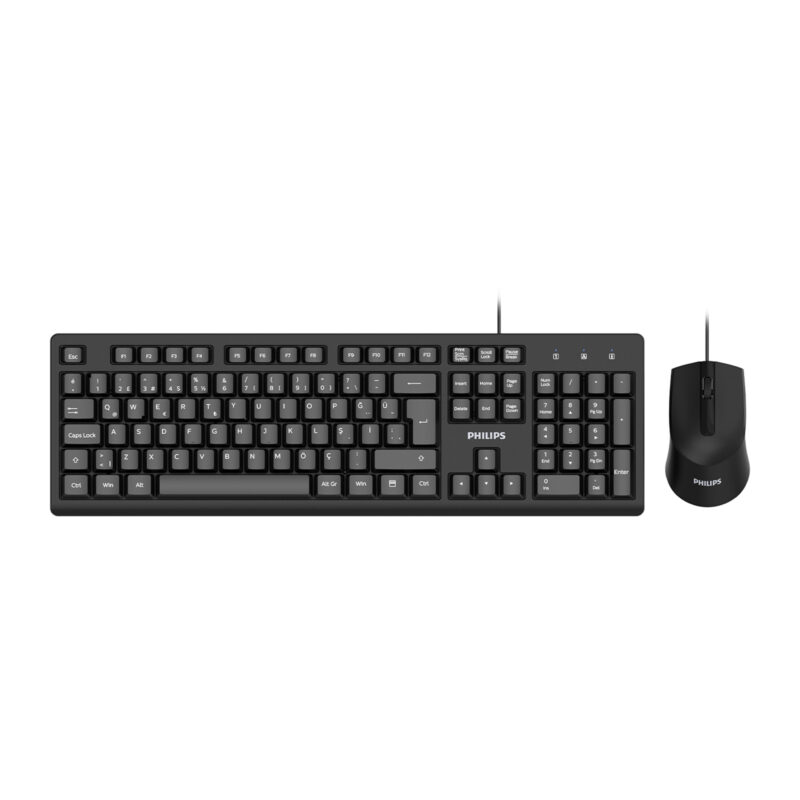 Philips SPT6234 Kablolu Türkçe Q Klavye ve Mouse Seti Siyah