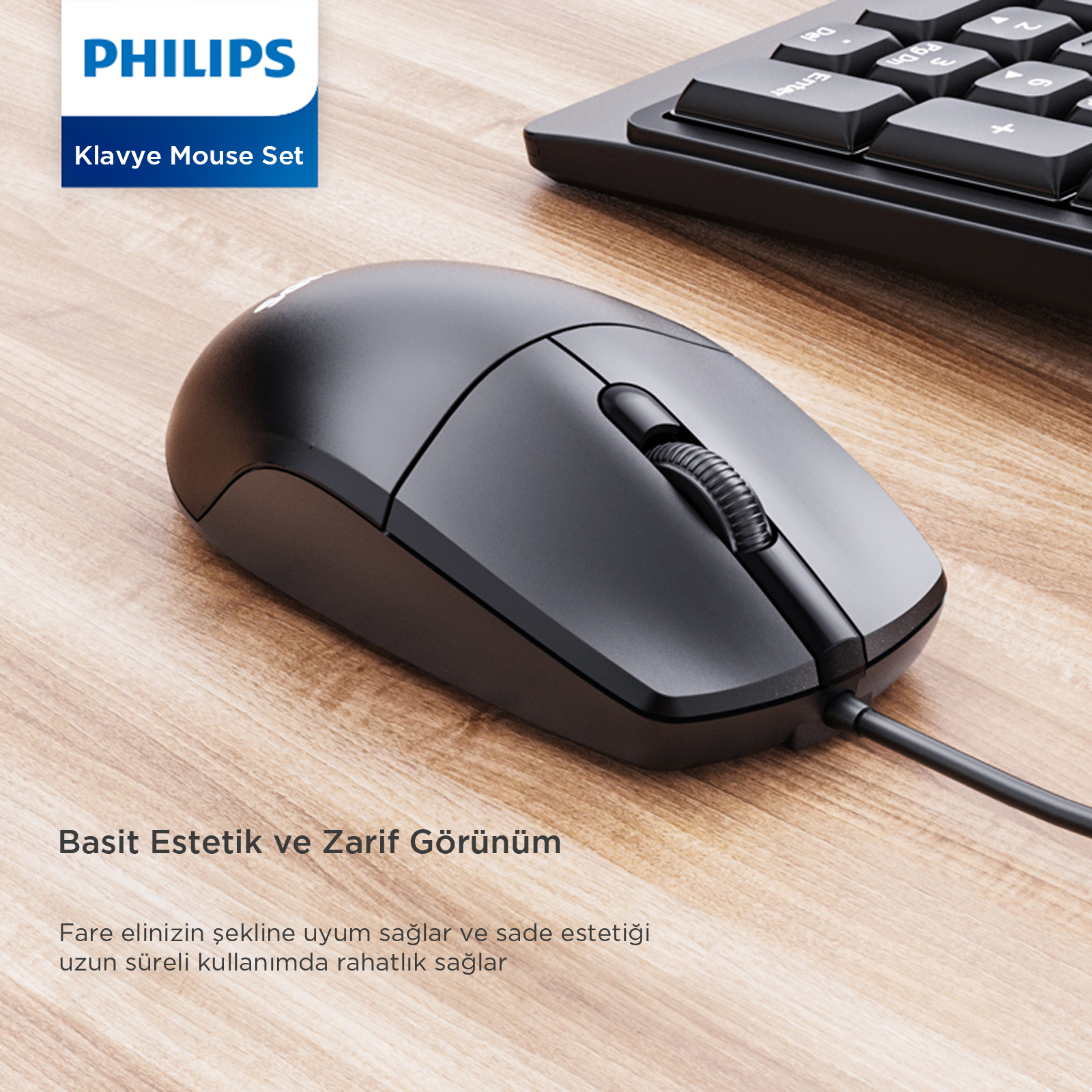 Philips SPT6247 Kablolu Türkçe Q Klavye ve Mouse Seti Siyah - Görsel 17