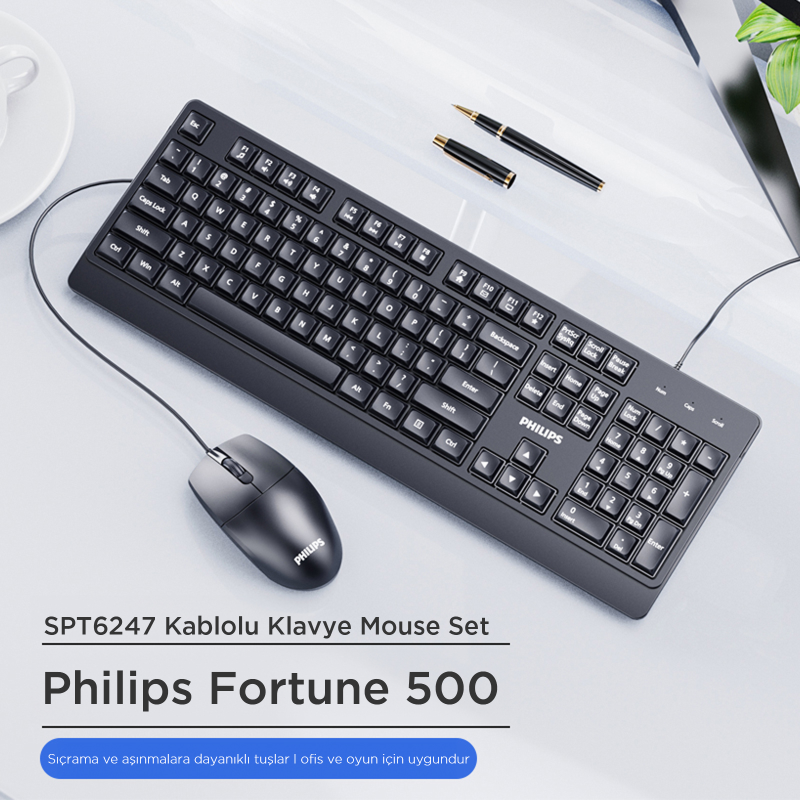 Philips SPT6247 Kablolu Türkçe Q Klavye ve Mouse Seti Siyah - Görsel 10