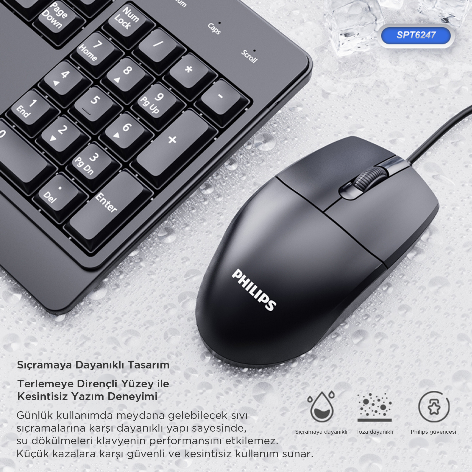 Philips SPT6247 Kablolu Türkçe Q Klavye ve Mouse Seti Siyah - Görsel 11