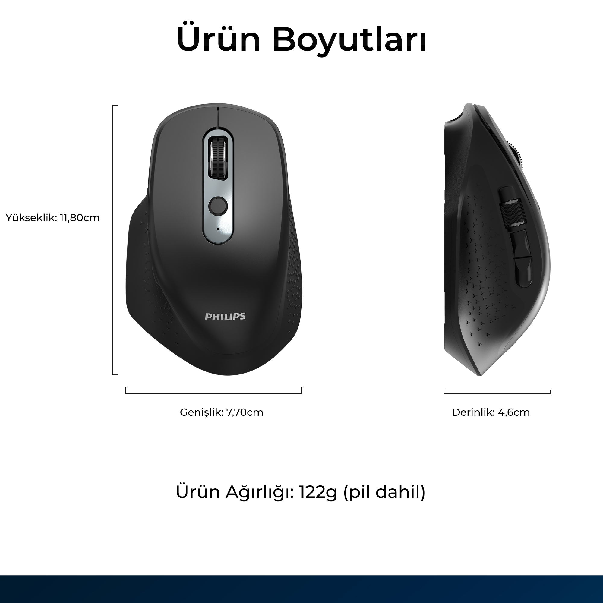 Philips SPK7818 Kablosuz 3200DPI 8 Tuşlu Optik Mouse Siyah - Görsel 11