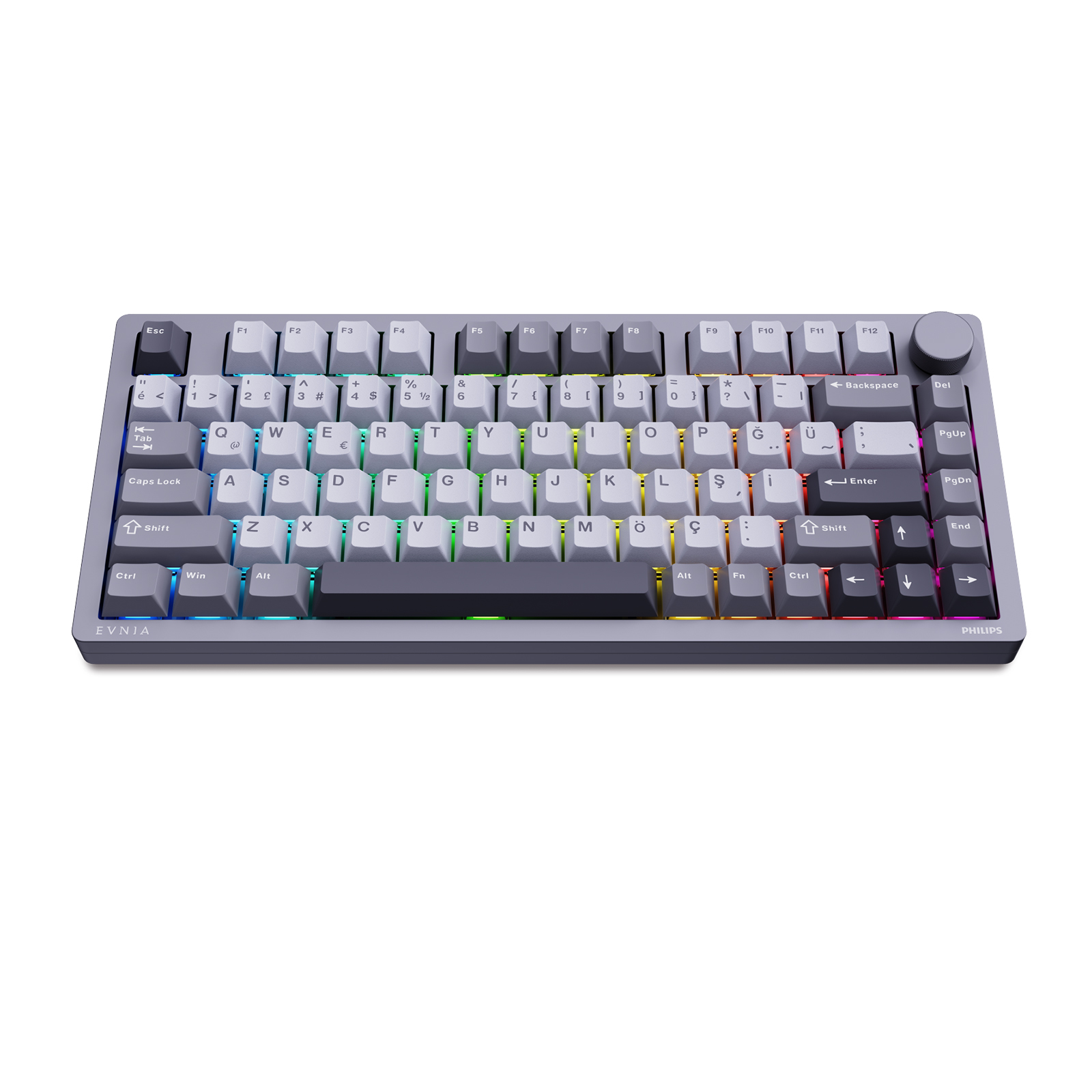 Philips EVNIA SPK8618 Mekanik RGB 81 Tuş USB/Bluetooth/2.4G Kablosuz Oyuncu Klavyesi Gri