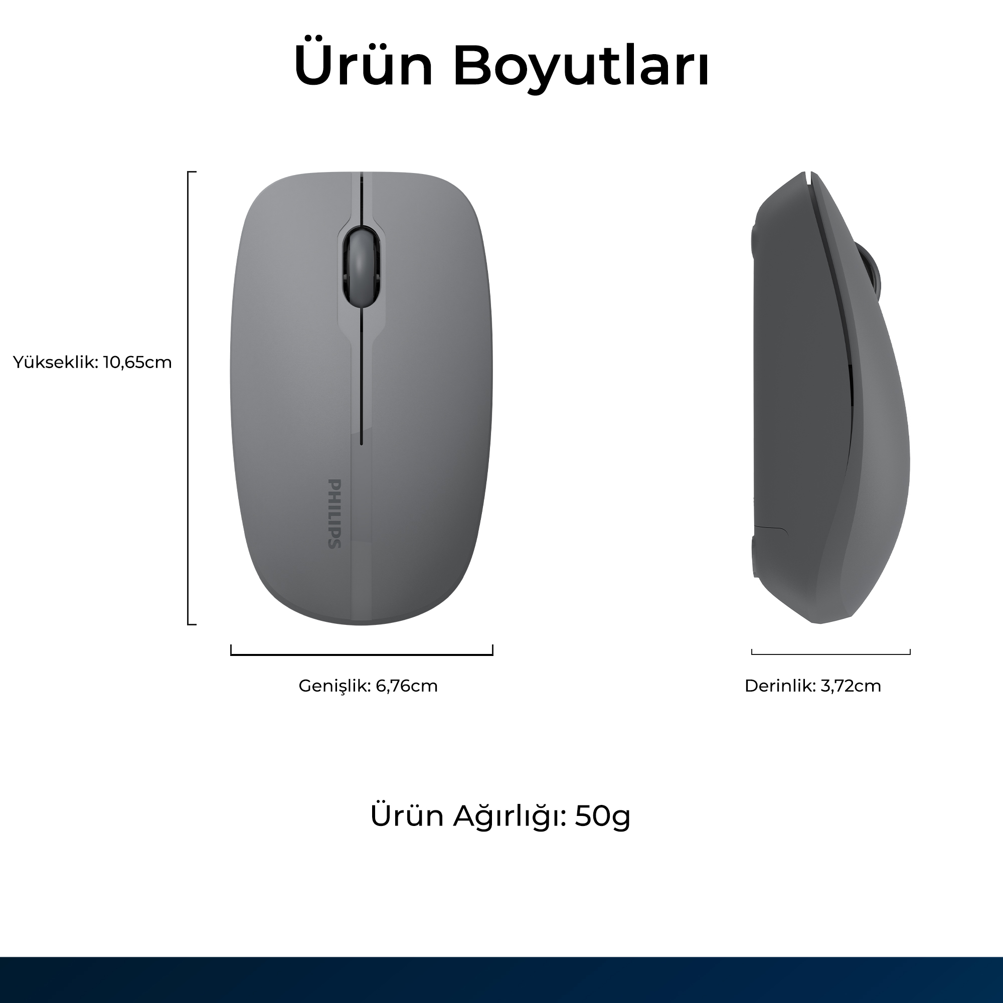 Philips SPK7418 Kablosuz Bluetooth 1600DPI 4 Tuşlu Optik Sessiz Mouse Gri - Görsel 11