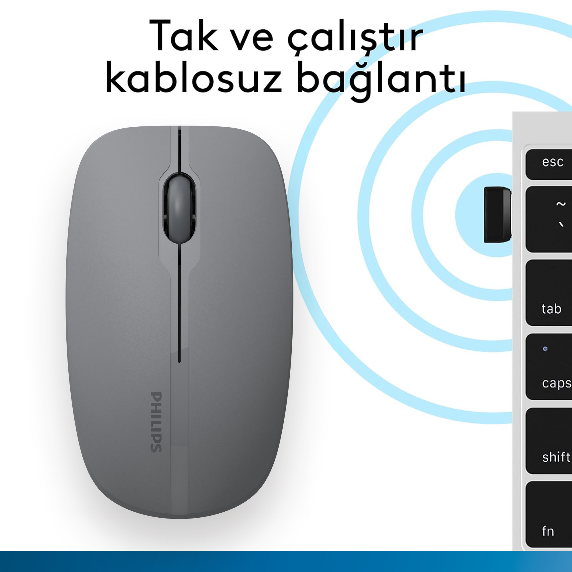 Philips SPK7418 Kablosuz Bluetooth 1600DPI 4 Tuşlu Optik Sessiz Mouse Gri - Görsel 13