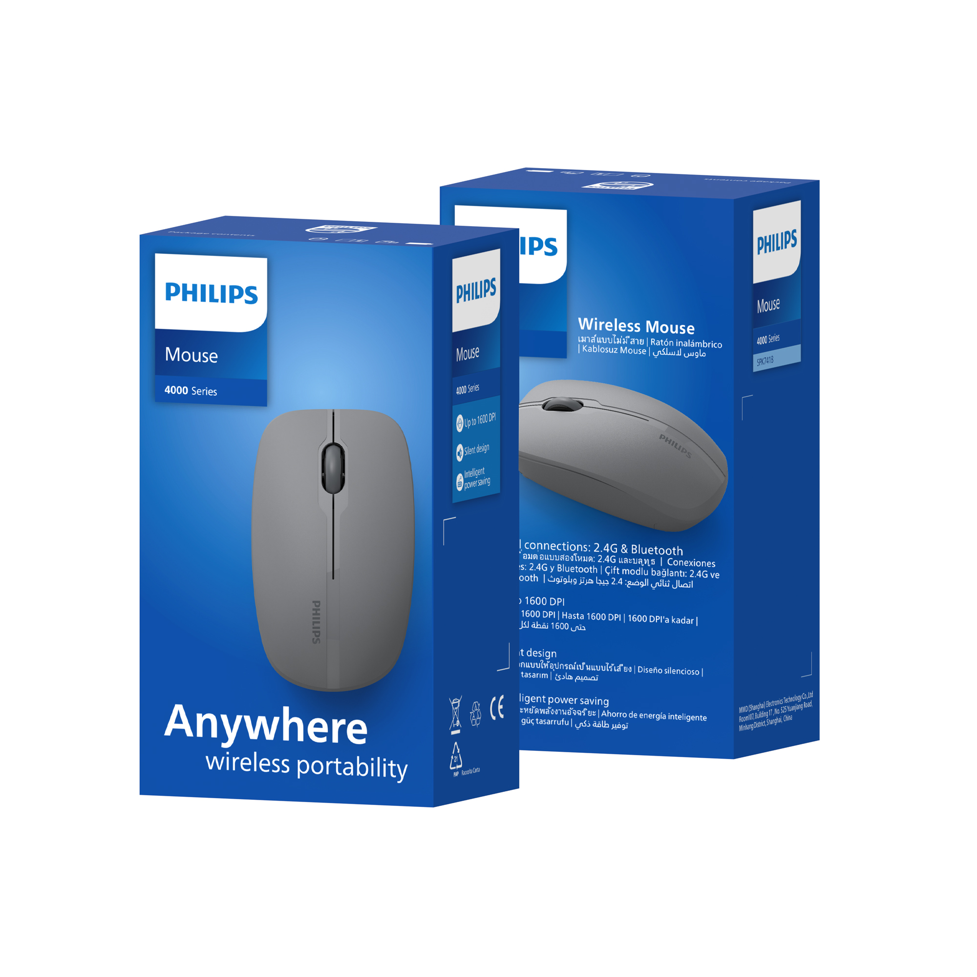 Philips SPK7418 Kablosuz Bluetooth 1600DPI 4 Tuşlu Optik Sessiz Mouse Gri - Görsel 7