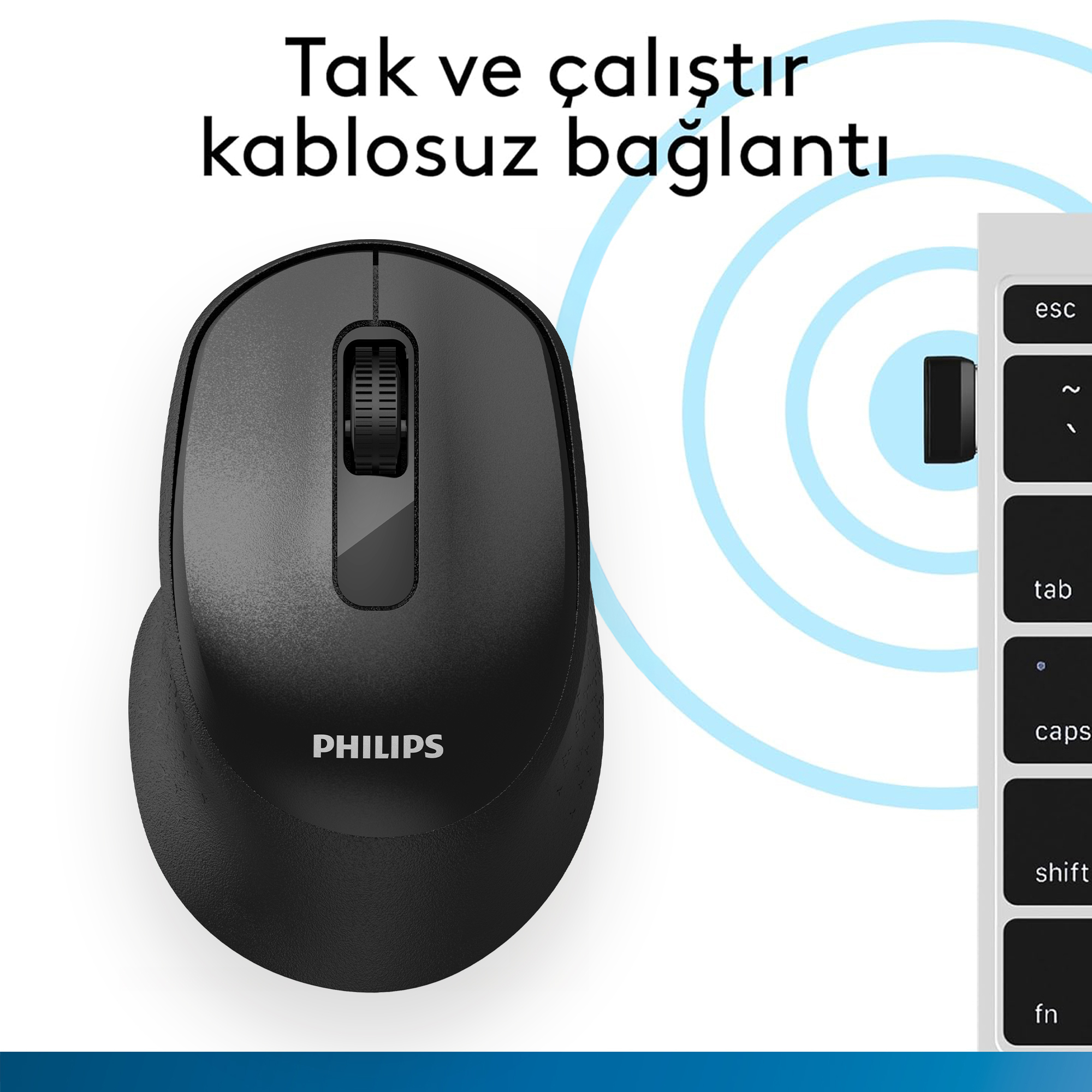Philips SPK7448 Kablosuz Bluetooth 1600DPI 4 Tuşlu Optik Mouse Siyah - Görsel 12