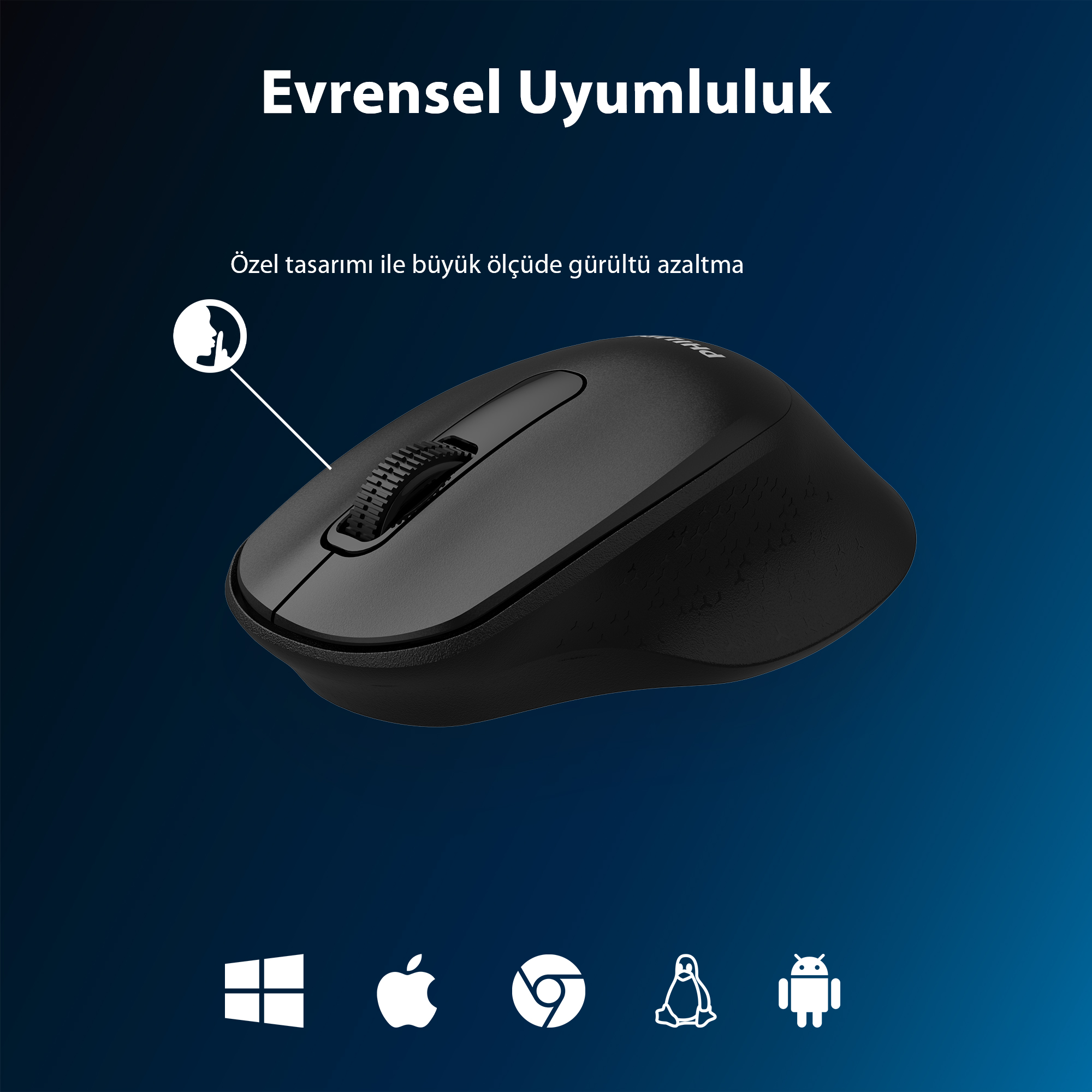 Philips SPK7448 Kablosuz Bluetooth 1600DPI 4 Tuşlu Optik Mouse Siyah - Görsel 8