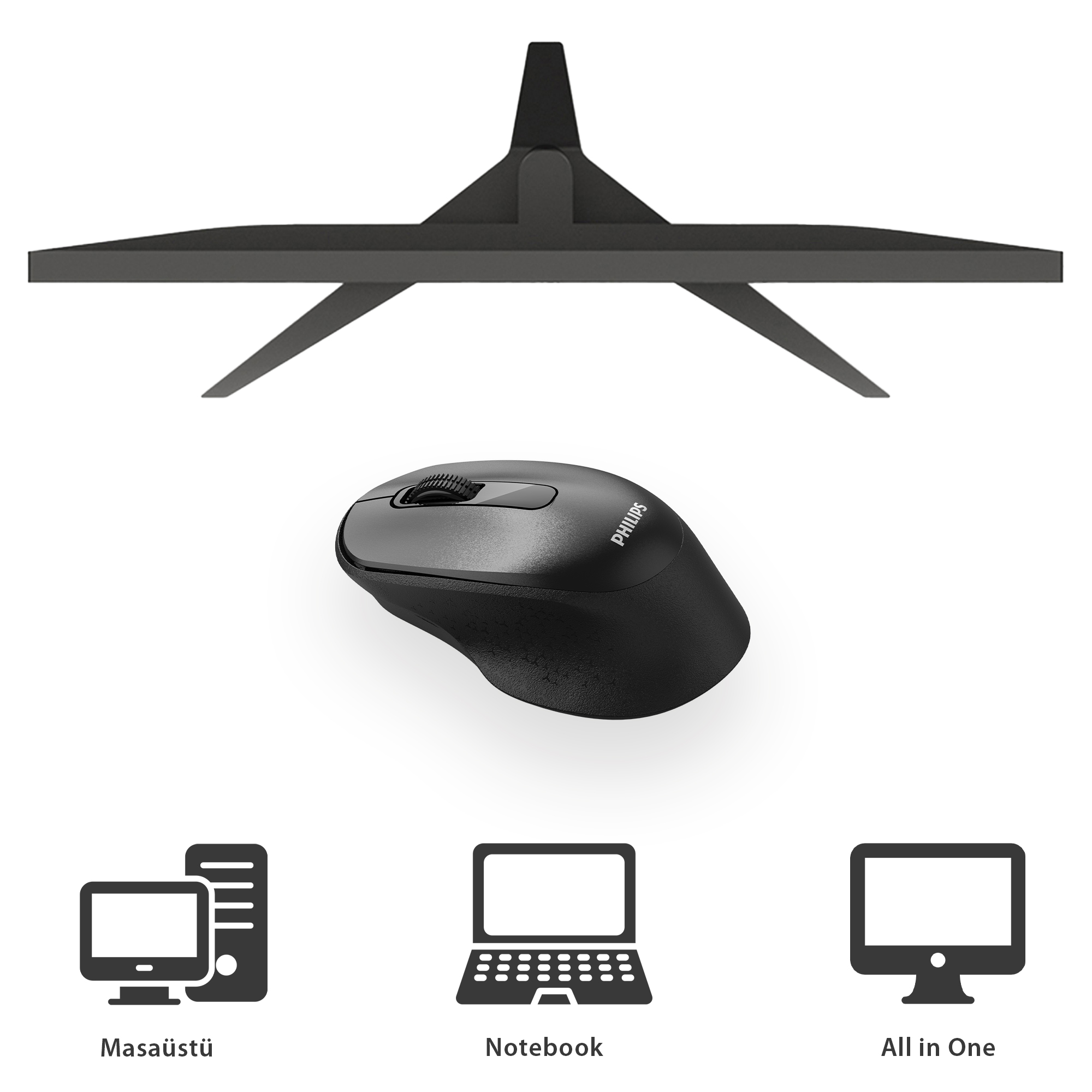 Philips SPK7448 Kablosuz Bluetooth 1600DPI 4 Tuşlu Optik Mouse Siyah - Görsel 9