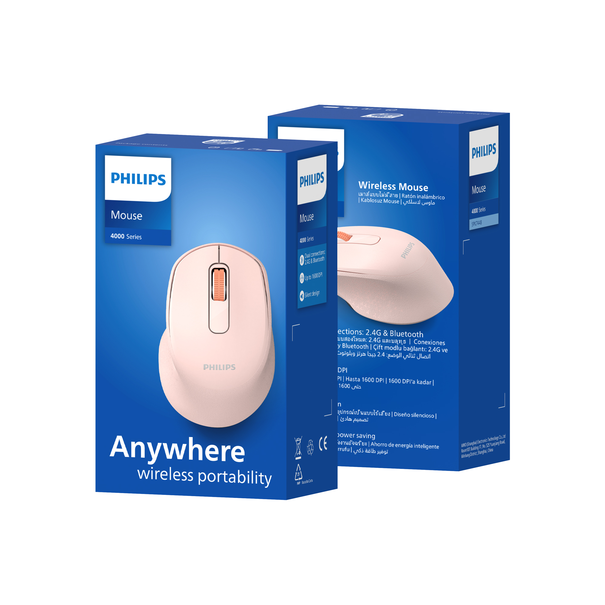 Philips SPK7448 Kablosuz Bluetooth 1600DPI 4 Tuşlu Optik Mouse Pembe - Görsel 8