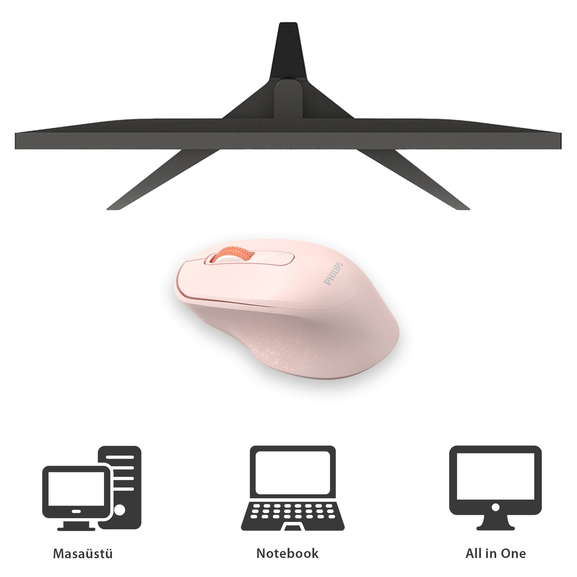 Philips SPK7448 Kablosuz Bluetooth 1600DPI 4 Tuşlu Optik Mouse Pembe - Görsel 9