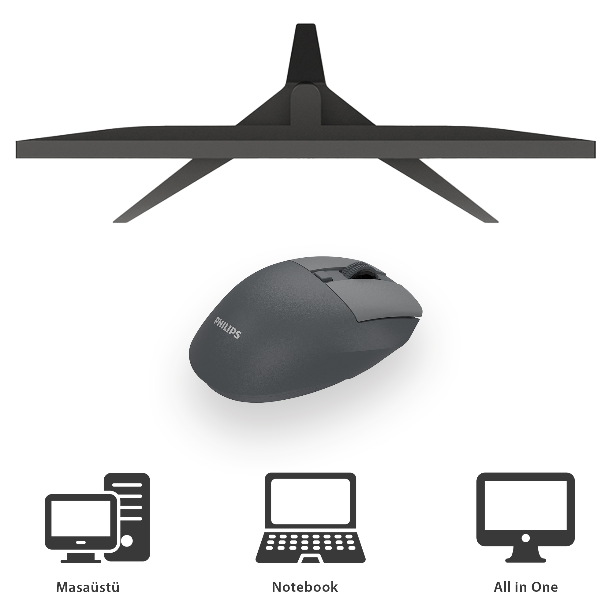 Philips SPK7528 Kablosuz Bluetooth 1600DPI 5 Tuşlu Sessiz Optik Mouse Gri - Görsel 13