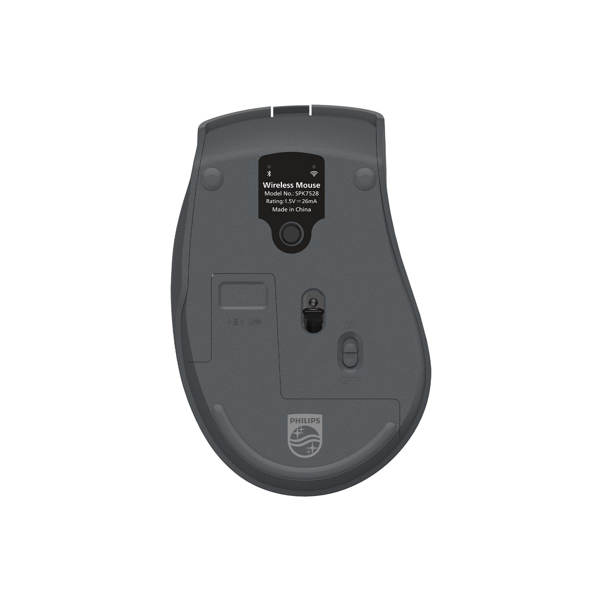 Philips SPK7528 Kablosuz Bluetooth 1600DPI 5 Tuşlu Sessiz Optik Mouse Gri - Görsel 6