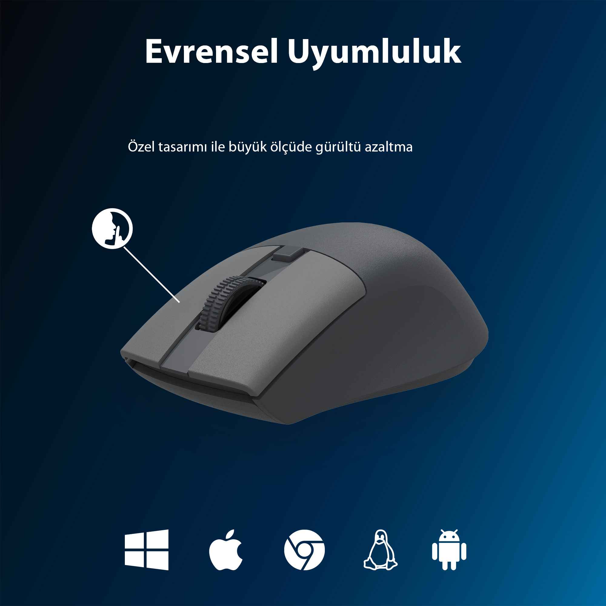 Philips SPK7528 Kablosuz Bluetooth 1600DPI 5 Tuşlu Sessiz Optik Mouse Gri - Görsel 9