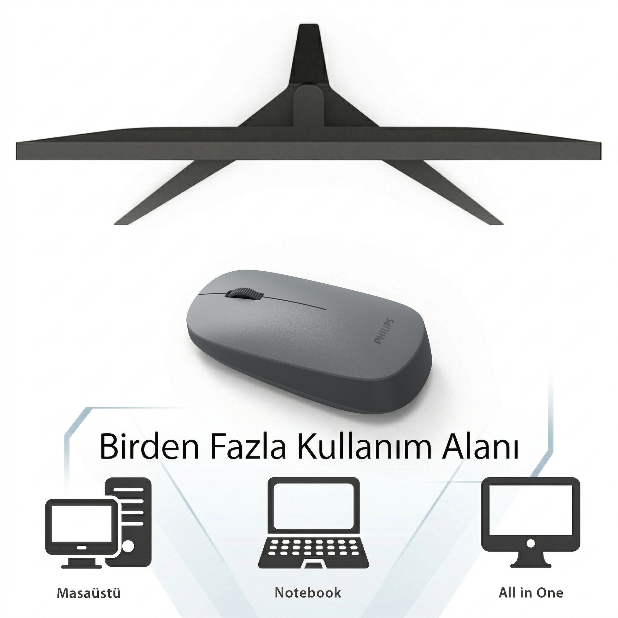 Philips SPK7438 Kablosuz Bluetooth 1600DPI 4 Tuşlu Optik Sessiz Mouse Gri - Görsel 10