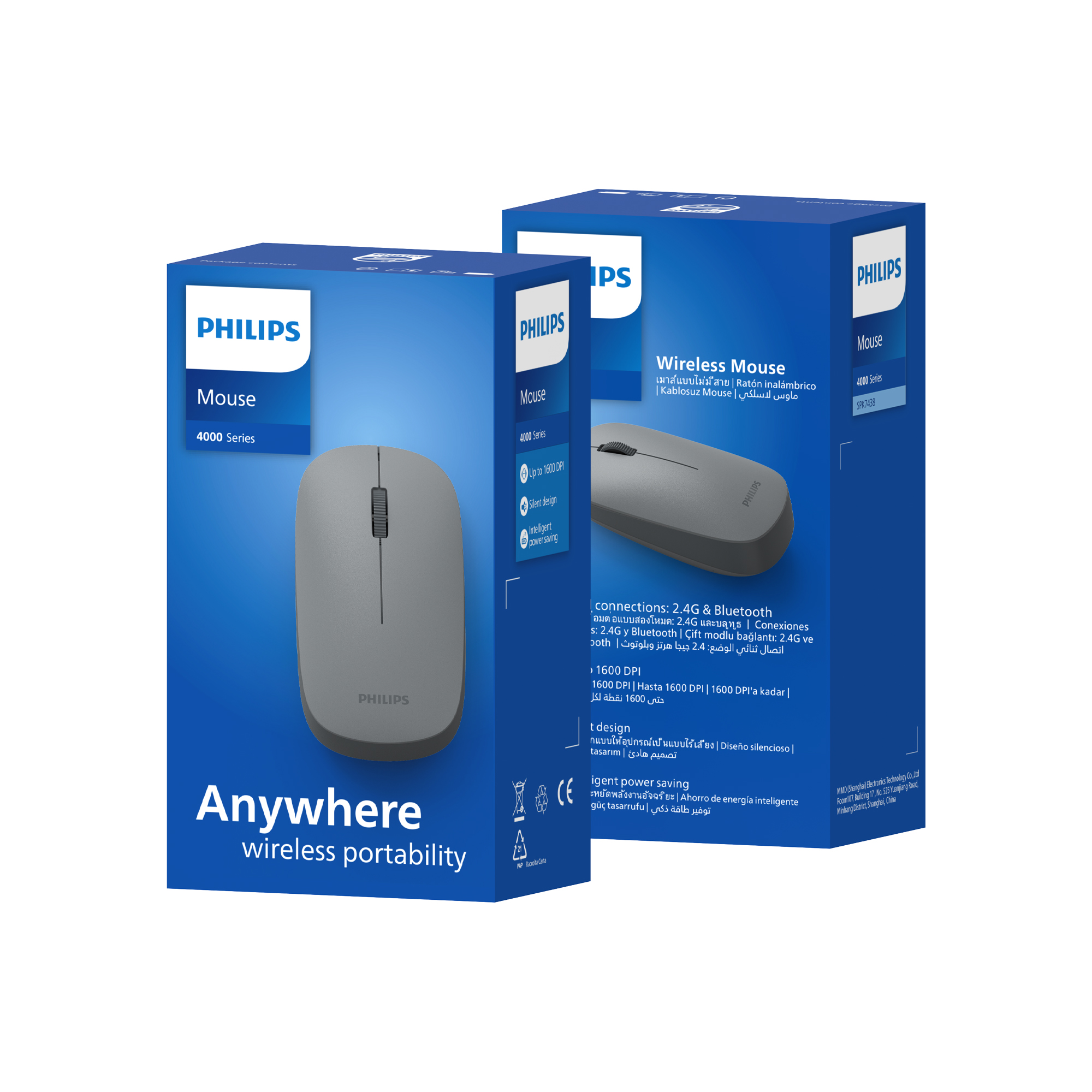 Philips SPK7438 Kablosuz Bluetooth 1600DPI 4 Tuşlu Optik Sessiz Mouse Gri - Görsel 7
