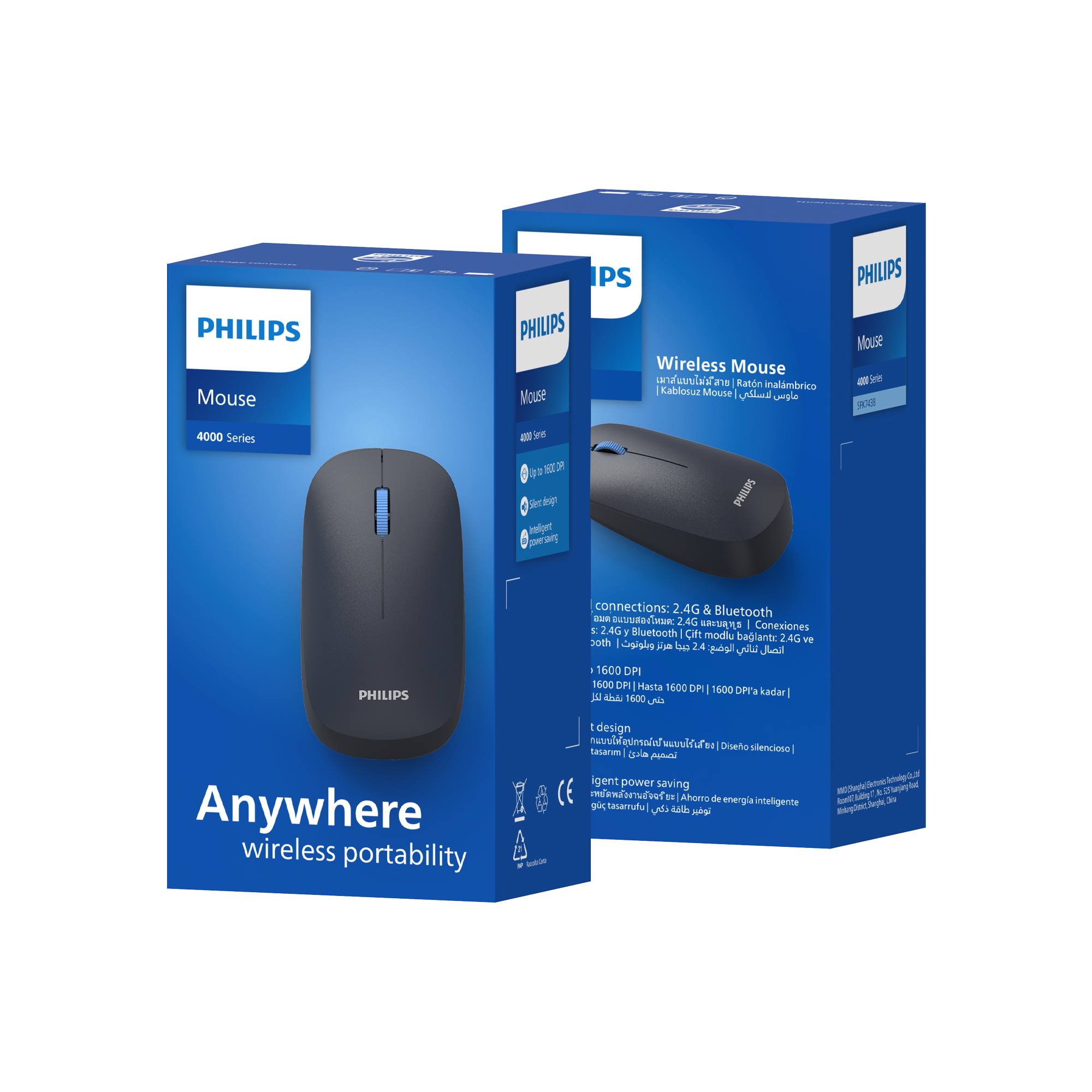 Philips SPK7438 Kablosuz Bluetooth 1600DPI 4 Tuşlu Optik Sessiz Mouse Lacivert - Görsel 6