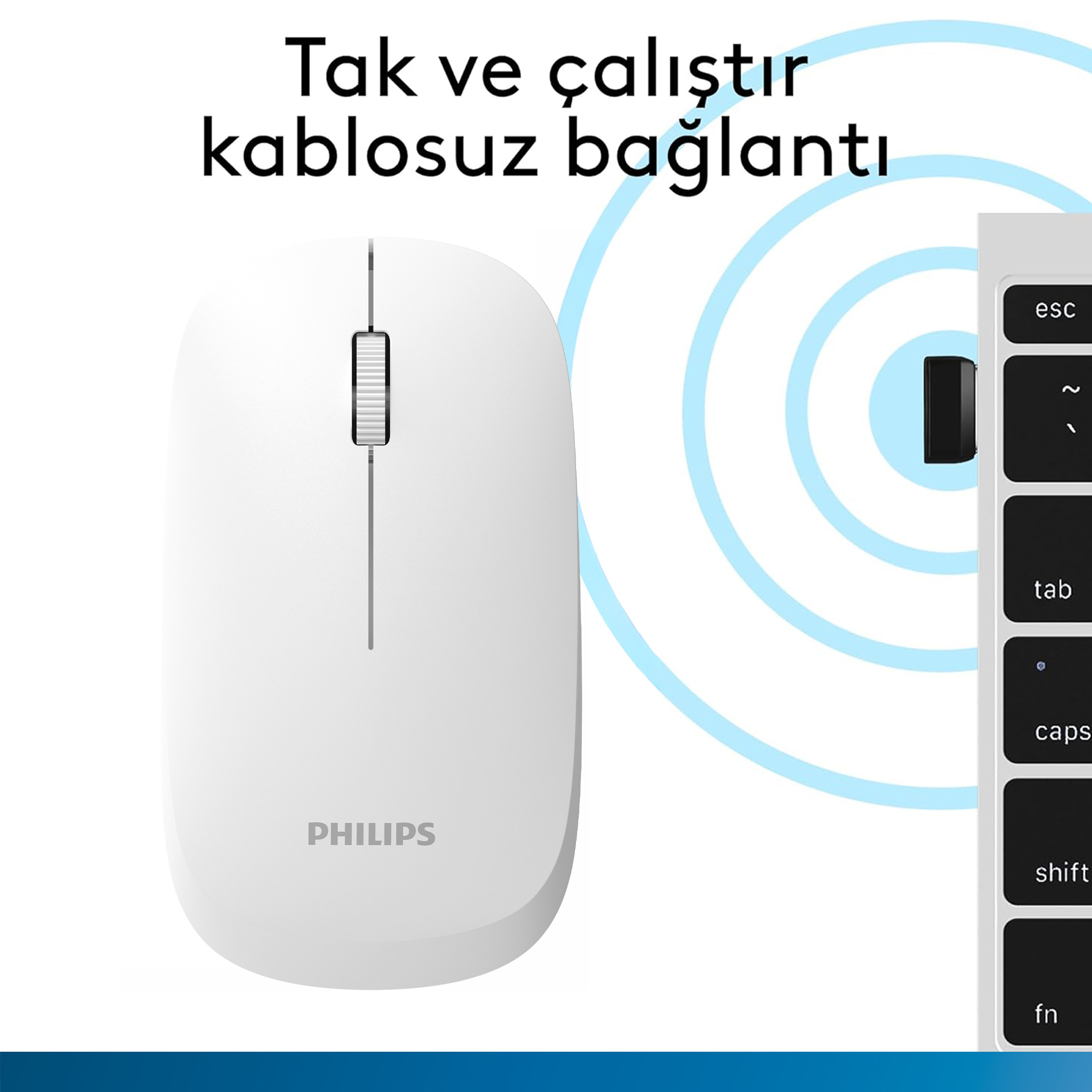 Philips SPK7438 Kablosuz Bluetooth 1600DPI 4 Tuşlu Optik Sessiz Mouse Beyaz - Görsel 13