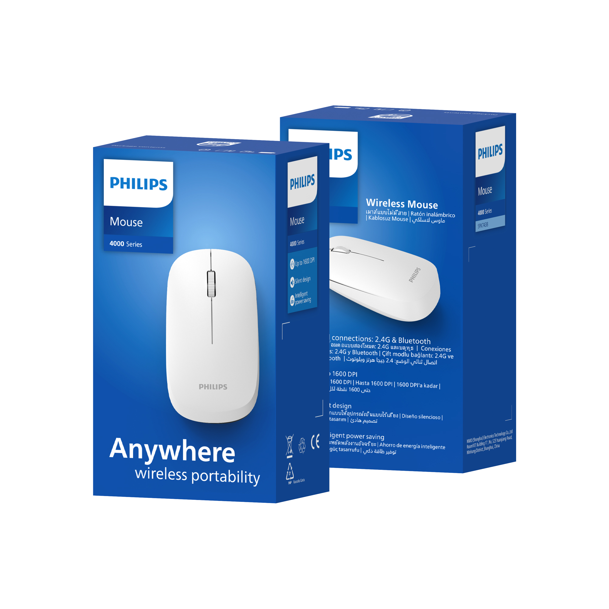 Philips SPK7438 Kablosuz Bluetooth 1600DPI 4 Tuşlu Optik Sessiz Mouse Beyaz - Görsel 7