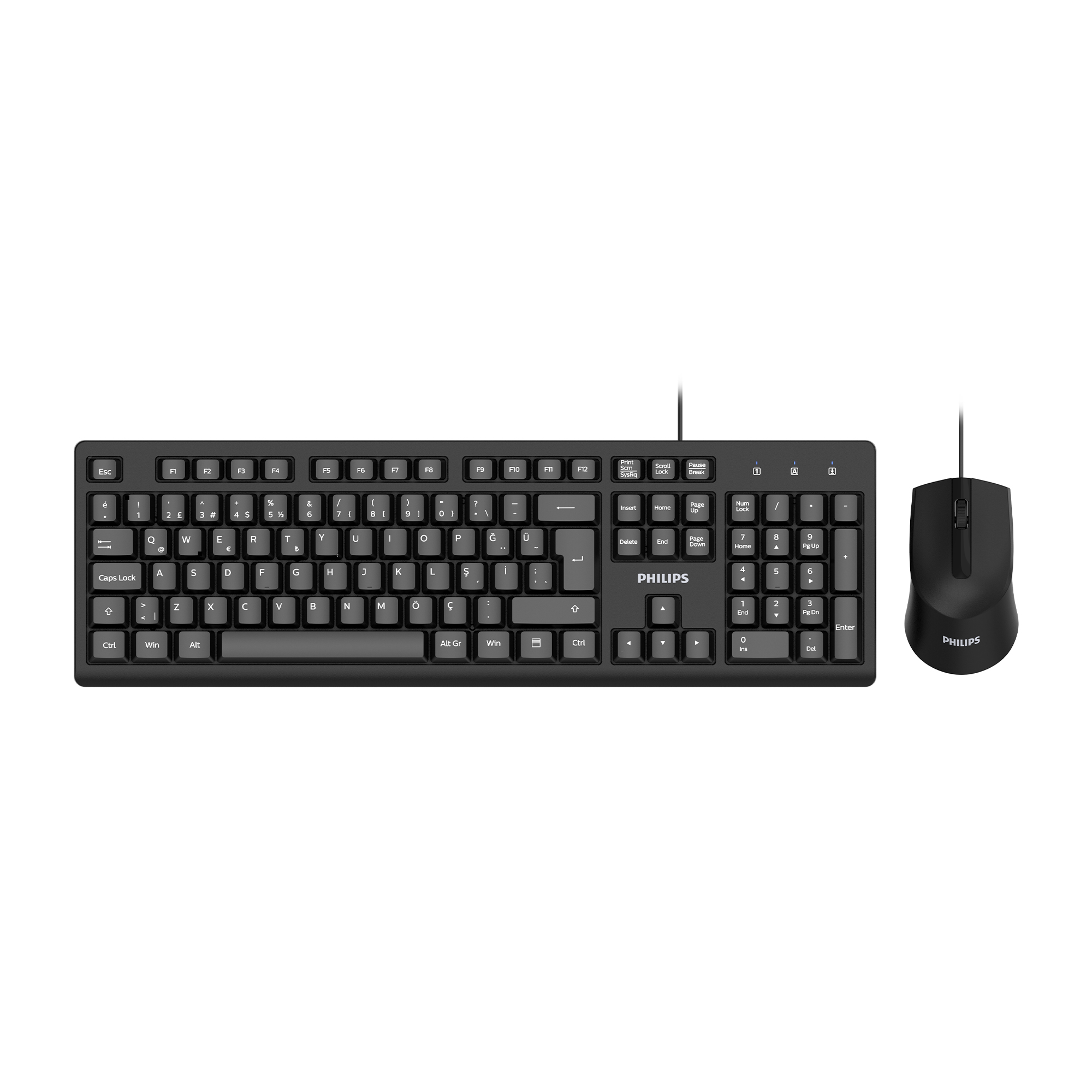 Philips SPT6234 Kablolu Türkçe Q Klavye ve Mouse Seti Siyah
