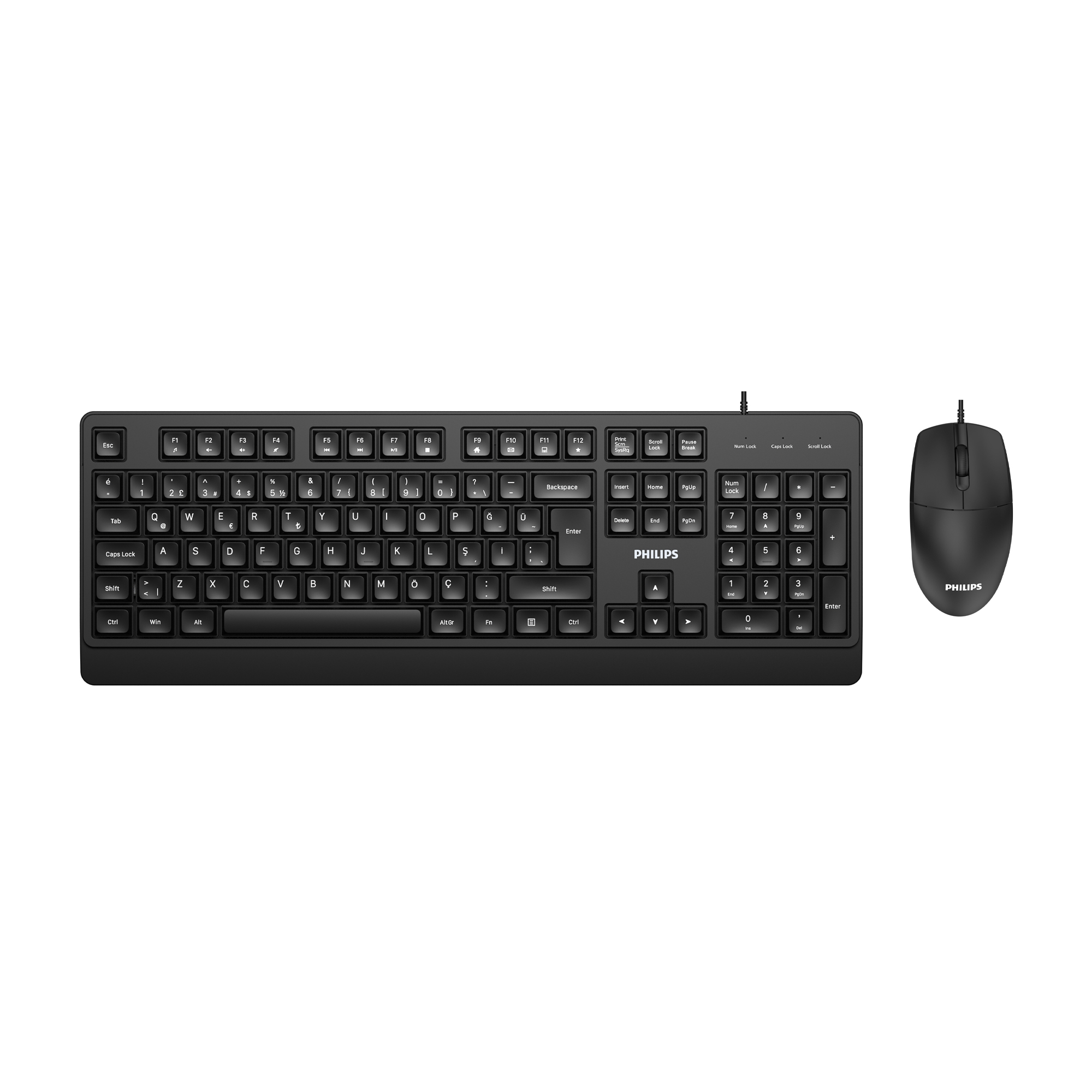 Philips SPT6247 Kablolu Türkçe Q Klavye ve Mouse Seti Siyah