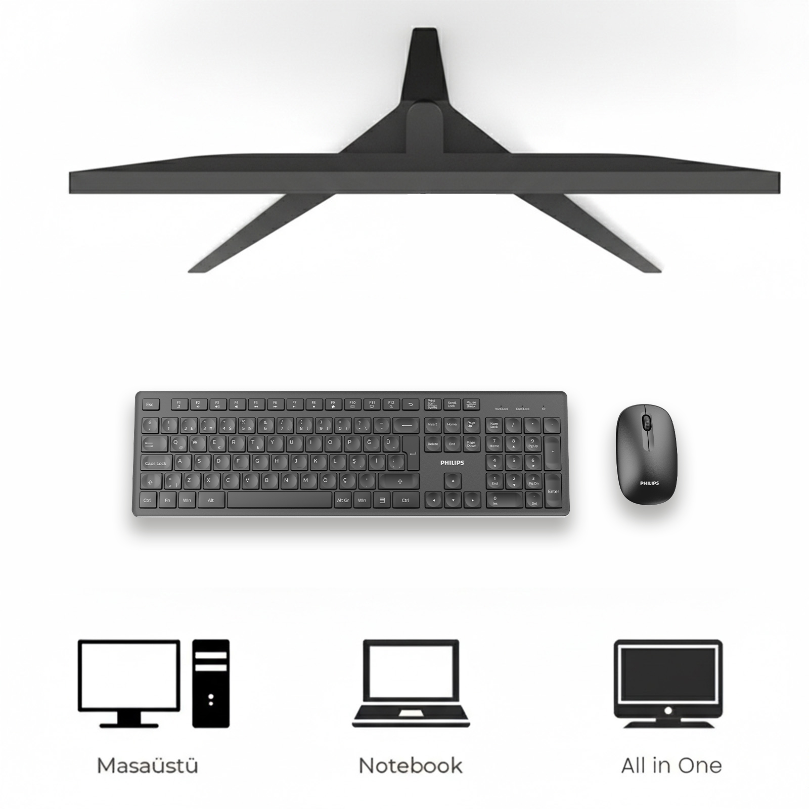 Philips SPT6318 Kablosuz Türkçe Q Klavye ve Mouse Seti Siyah - Görsel 11