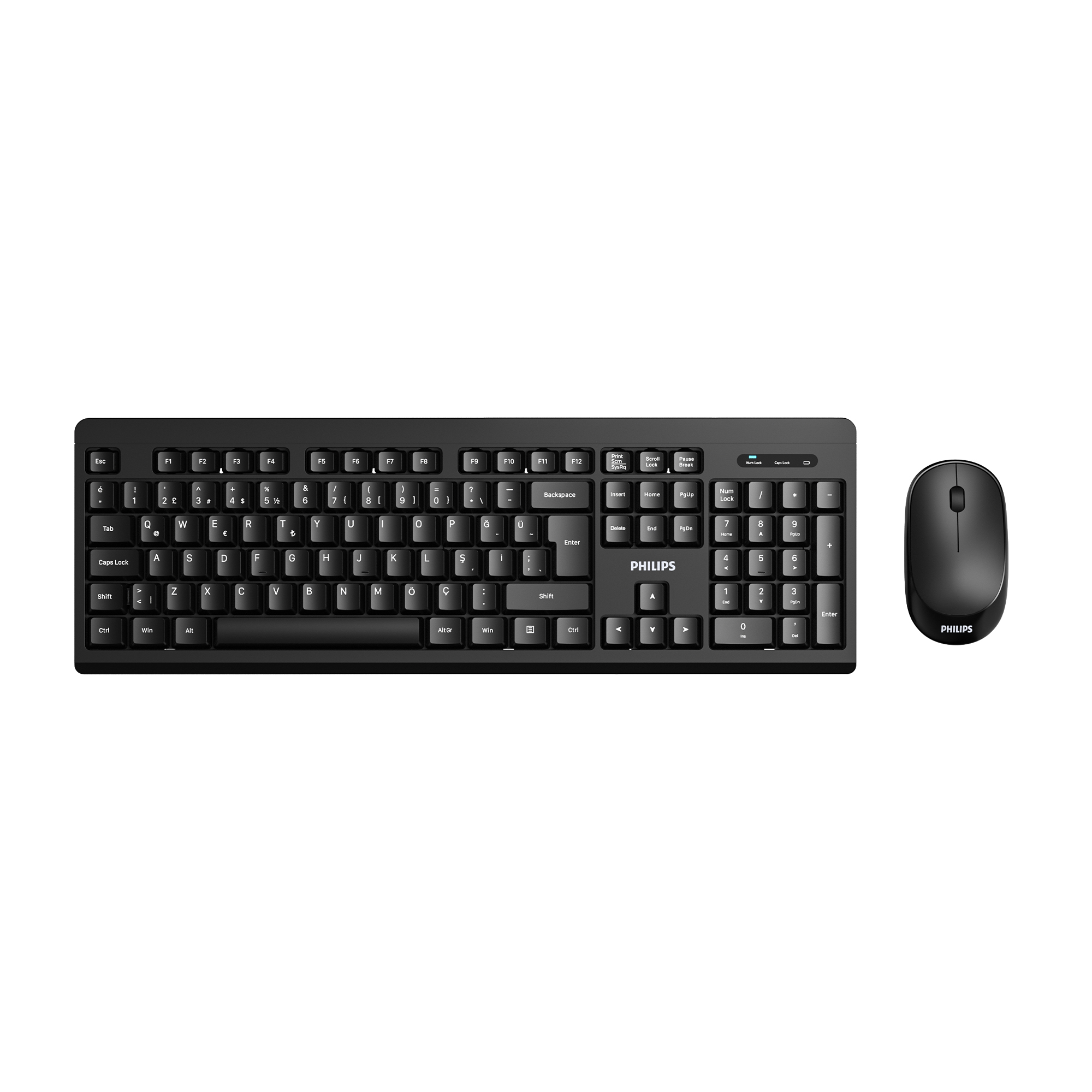 Philips SPT6324 Kablosuz Türkçe Q Klavye & Mouse Seti Siyah