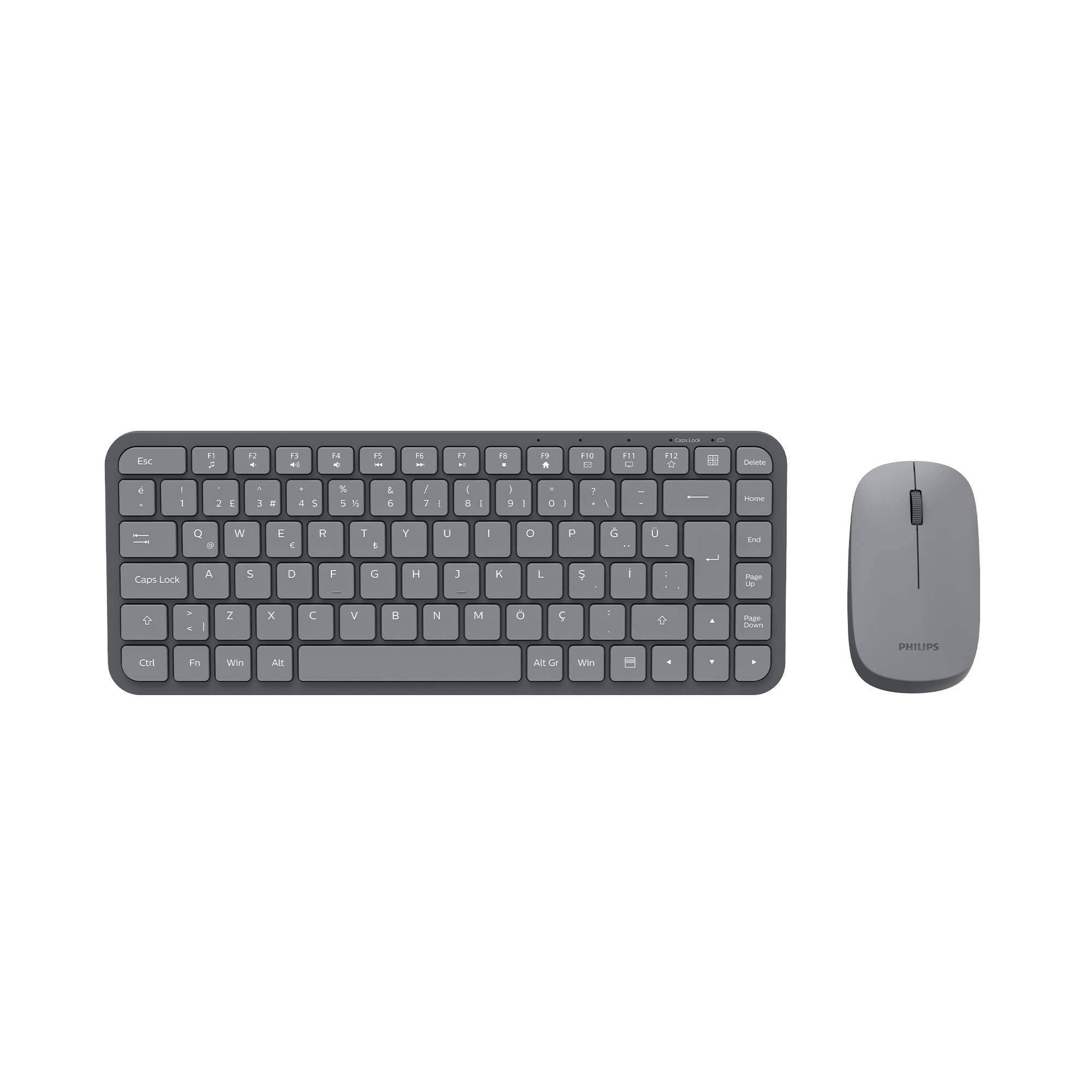 Philips SPT6338 Kablosuz Türkçe Q Klavye ve Mouse Seti Gri