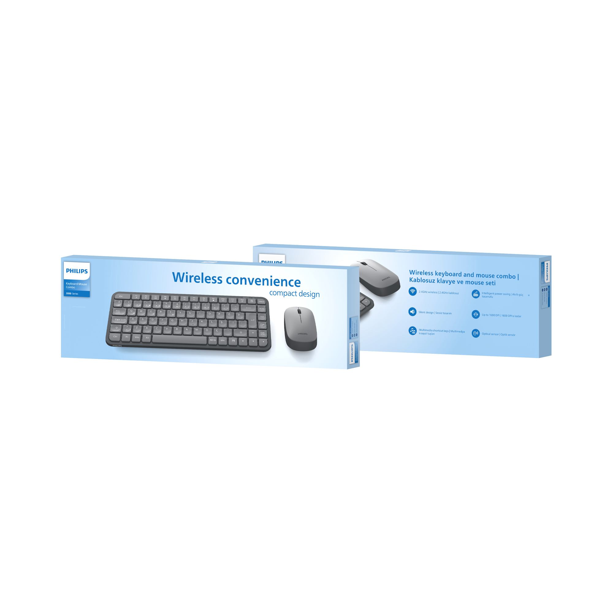 Philips SPT6338 Kablosuz Türkçe Q Klavye ve Mouse Seti Gri - Görsel 10
