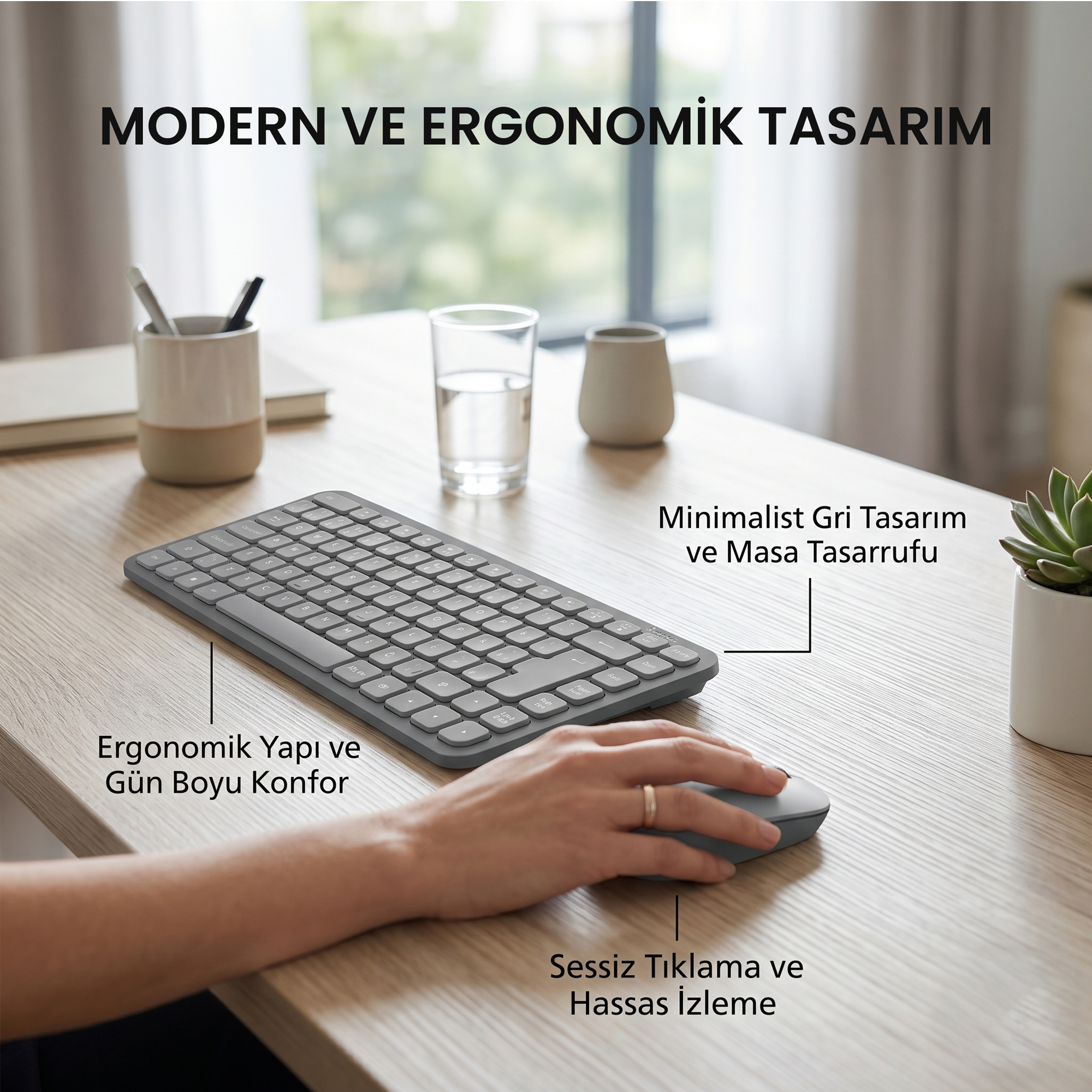 Philips SPT6338 Kablosuz Türkçe Q Klavye ve Mouse Seti Gri - Görsel 12