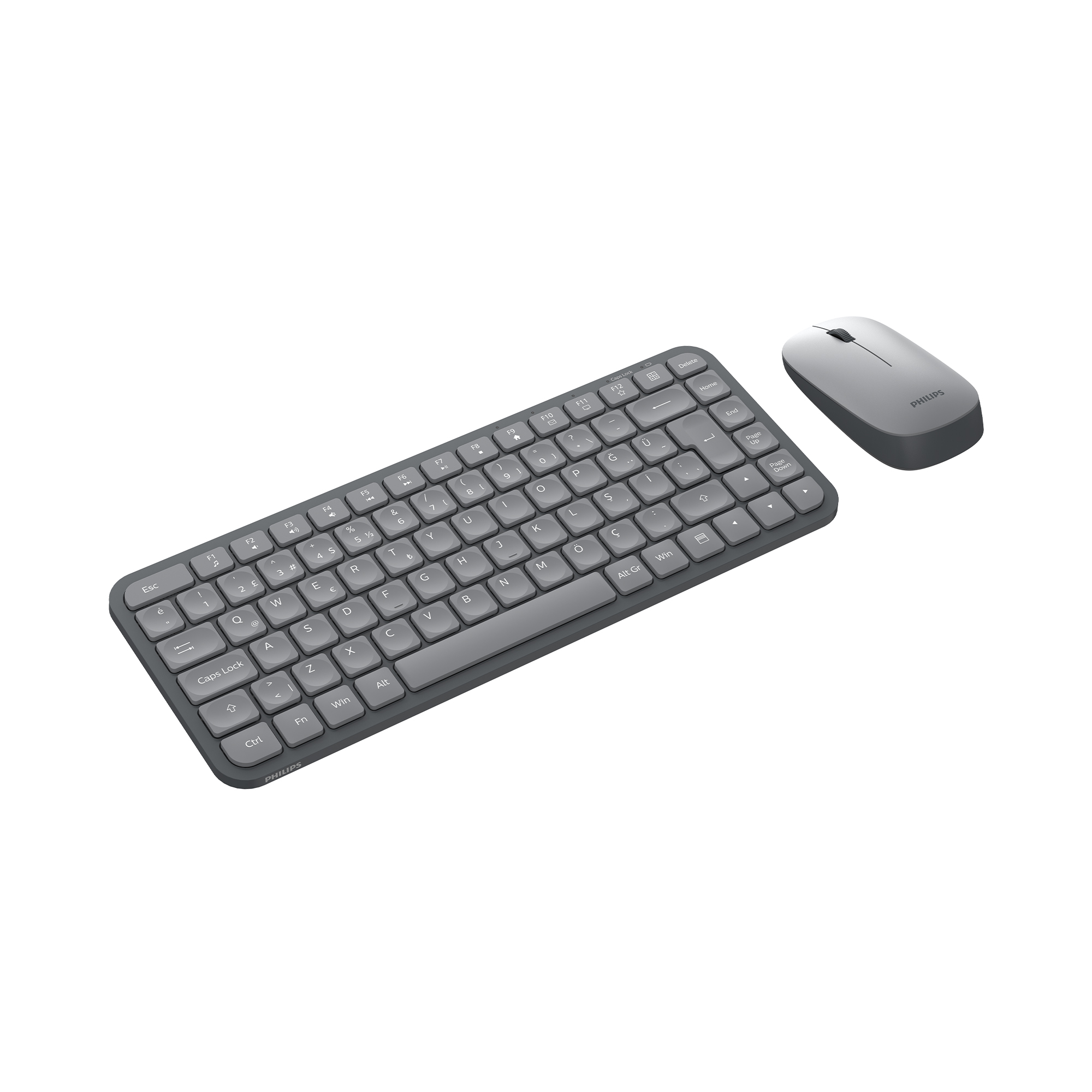 Philips SPT6338 Kablosuz Türkçe Q Klavye ve Mouse Seti Gri - Görsel 2