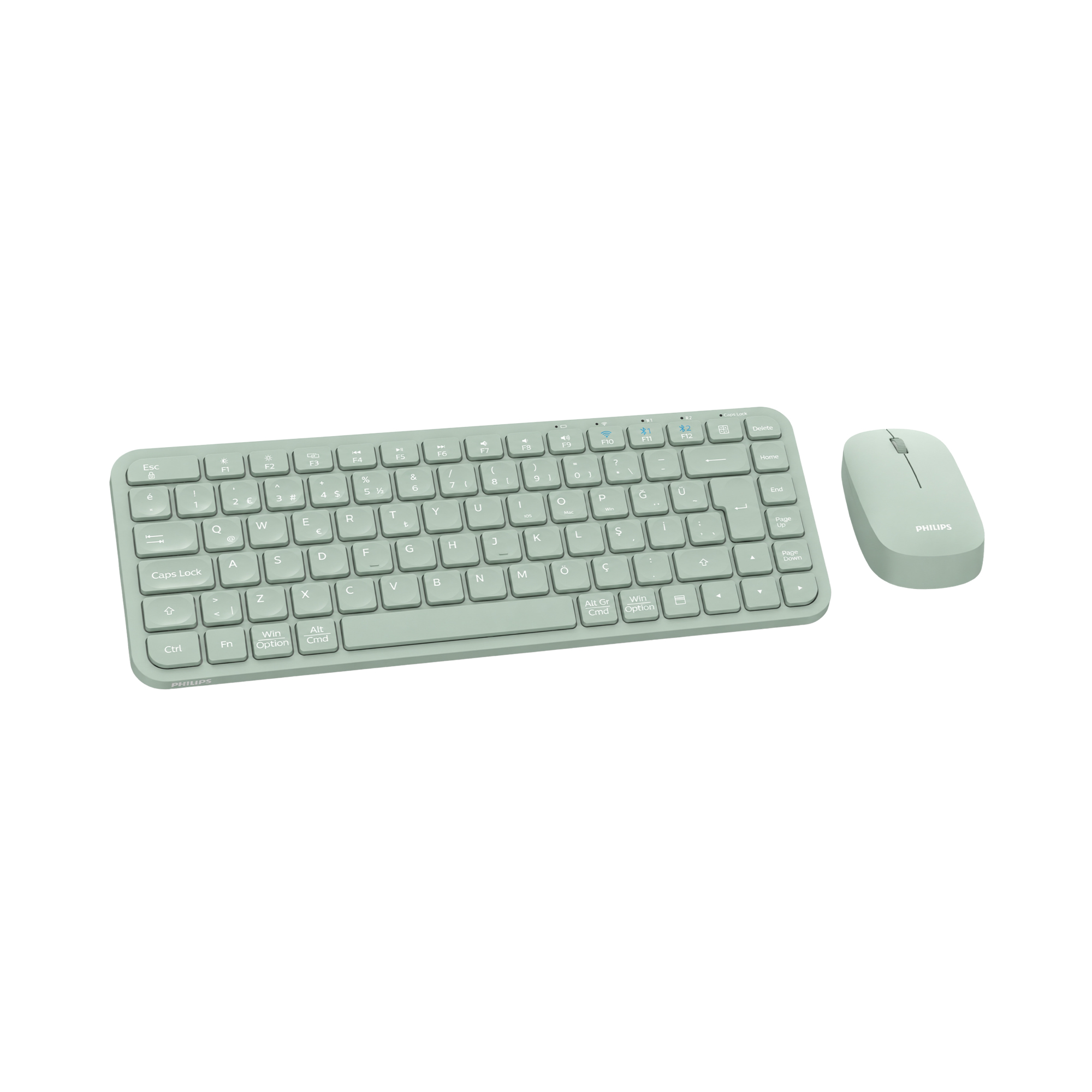 Philips SPT6338BT Bluetooth ve 2.4GHz Kablosuz Türkçe Q Klavye Mouse Seti Yeşil - Görsel 3
