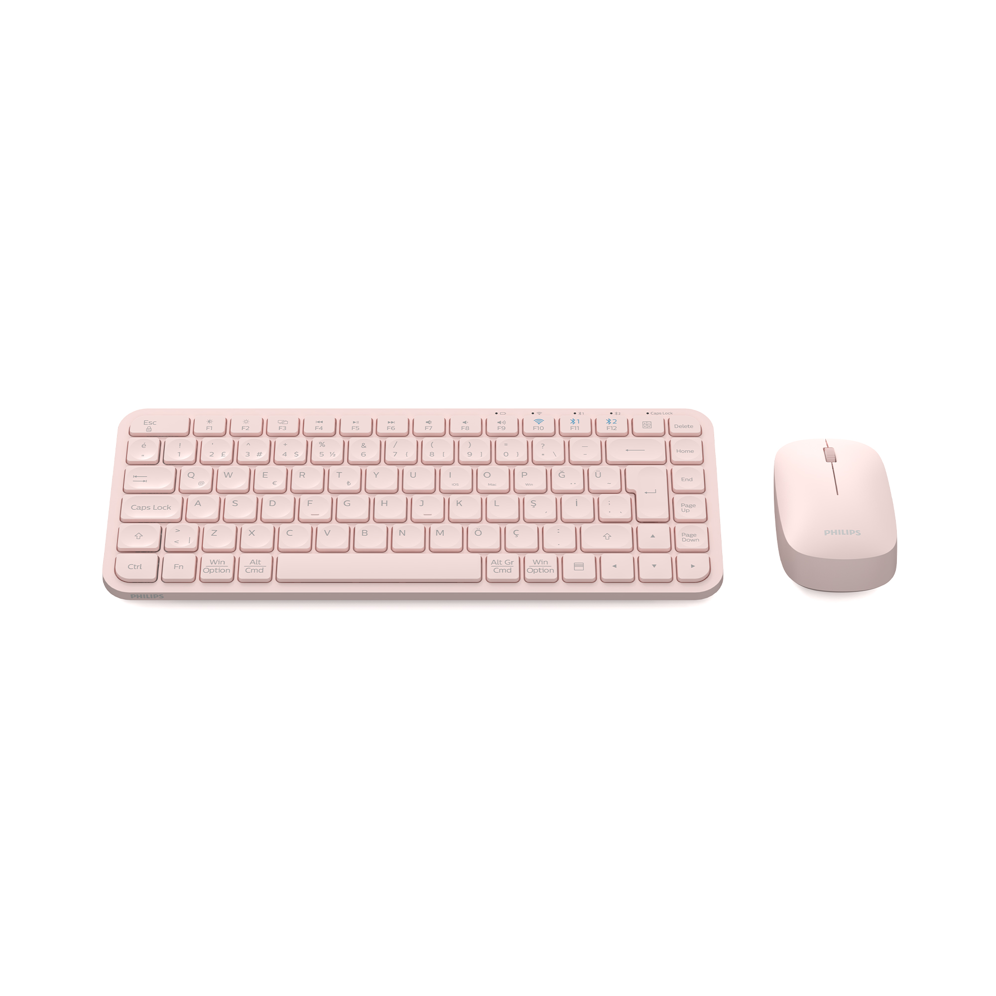 Philips SPT6338BT Bluetooth ve 2.4GHz Kablosuz Türkçe Q Klavye Mouse Seti Pembe - Görsel 2