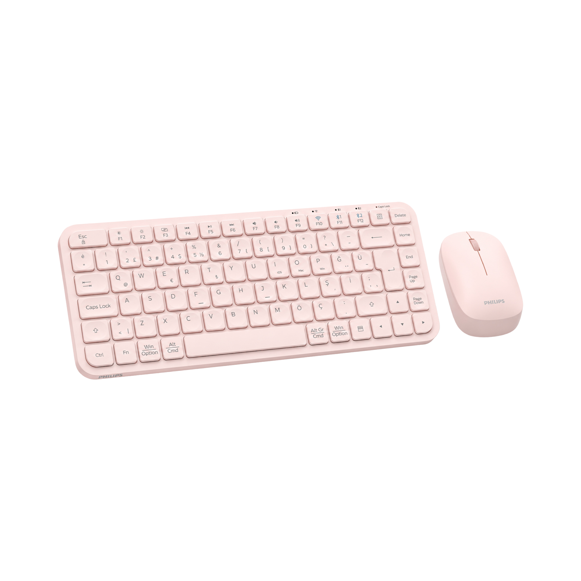 Philips SPT6338BT Bluetooth ve 2.4GHz Kablosuz Türkçe Q Klavye Mouse Seti Pembe - Görsel 3