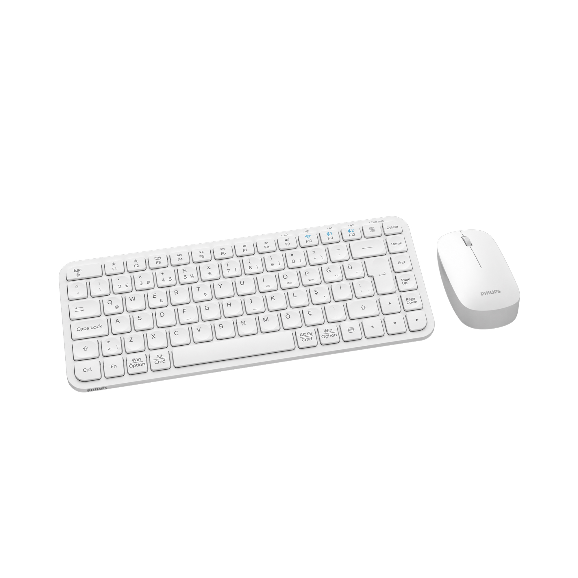 Philips SPT6338BT Bluetooth ve 2.4GHz Kablosuz Türkçe Q Klavye Mouse Seti Beyaz - Görsel 3