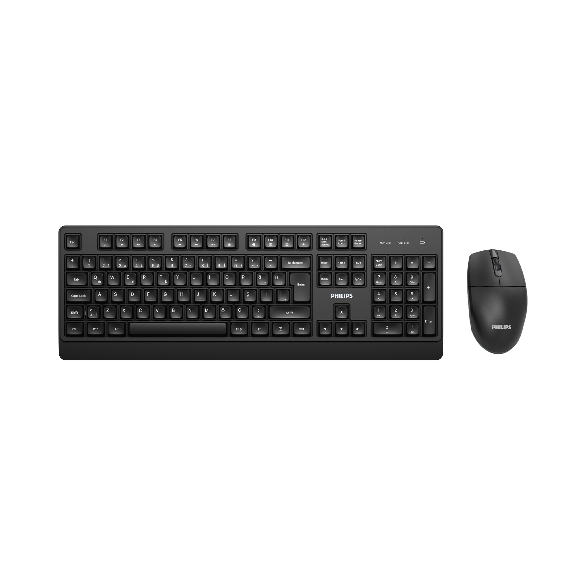 Philips SPT6347 Kablosuz Türkçe Q Klavye ve Mouse Seti Siyah
