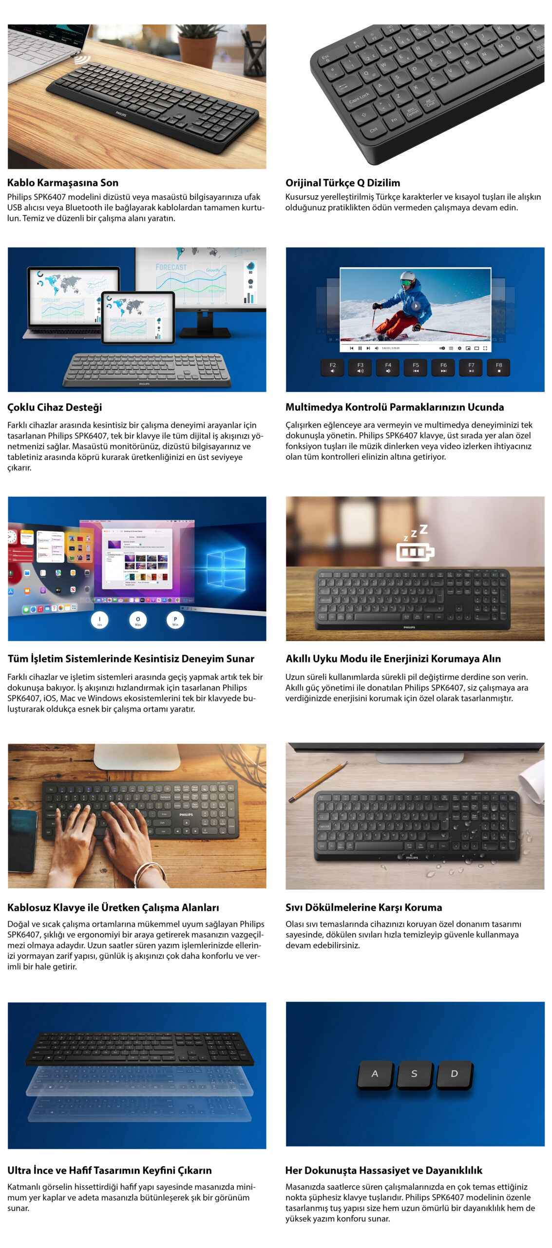 Philips SPK6407 Kablosuz Türkçe Q Klavye Siyah - Görsel 13