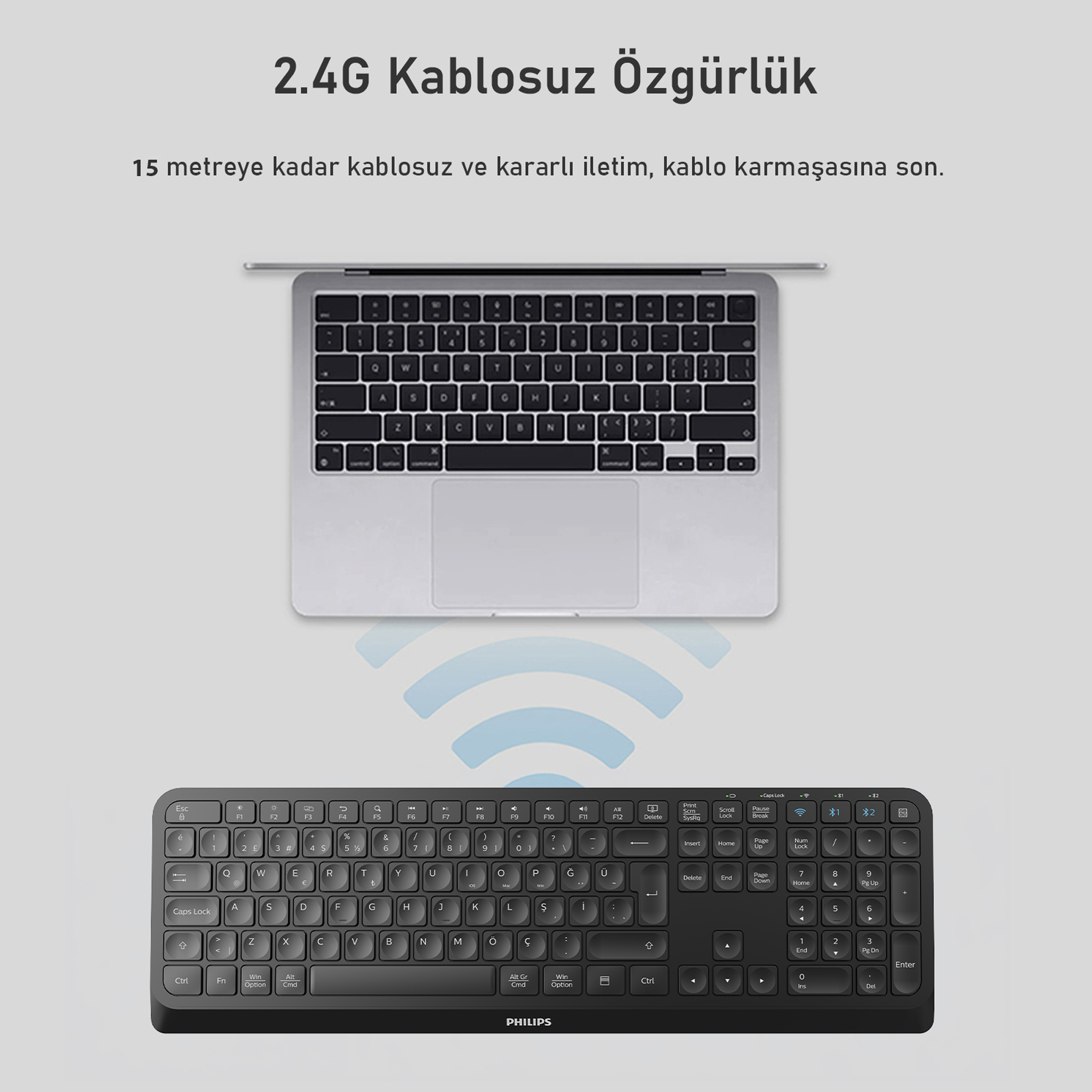 Philips SPK6407 Kablosuz Türkçe Q Klavye Siyah - Görsel 10