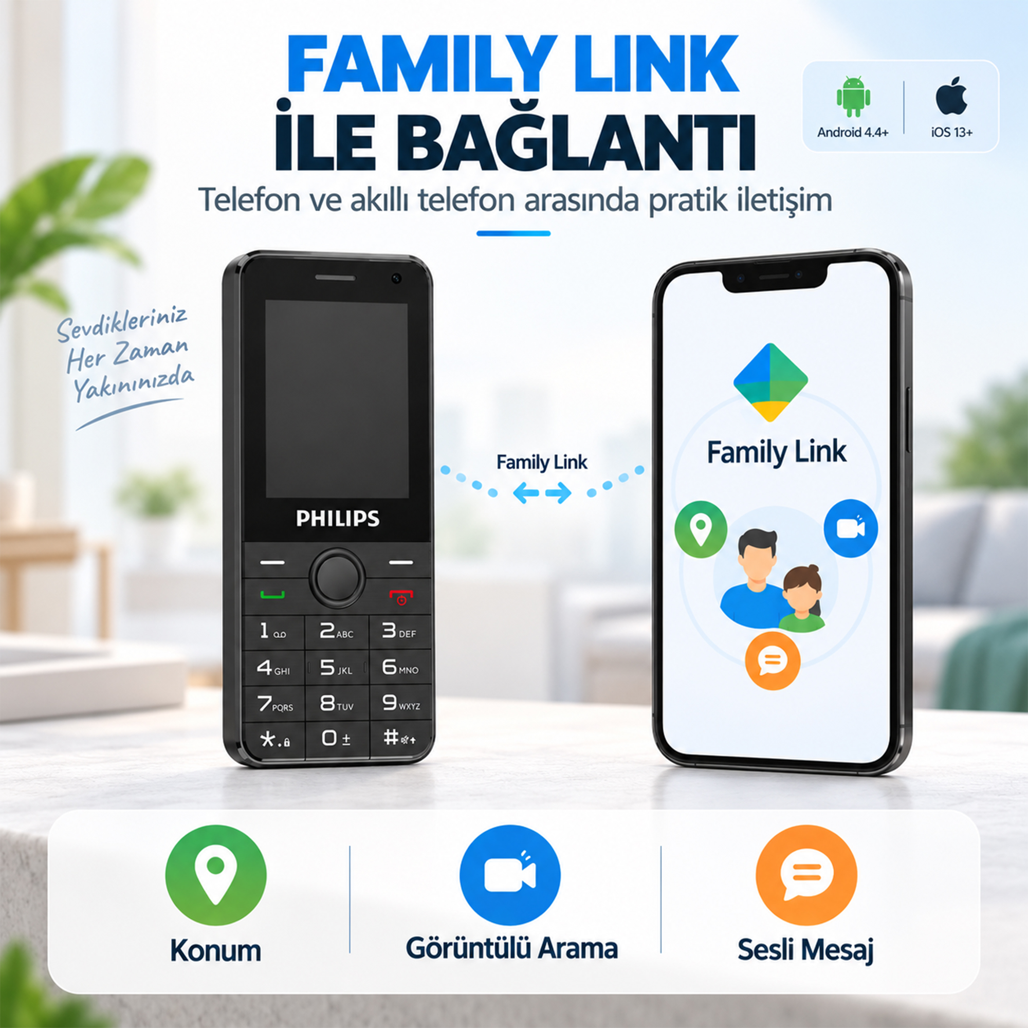 Philips E6808P 4G VoLTE Tuşlu Cep Telefonu 2.4” Ekran 1700mAh Batarya Görüntülü Arama Family Link Asker-Yaşlı-Öğrenci Siyah - Görsel 4