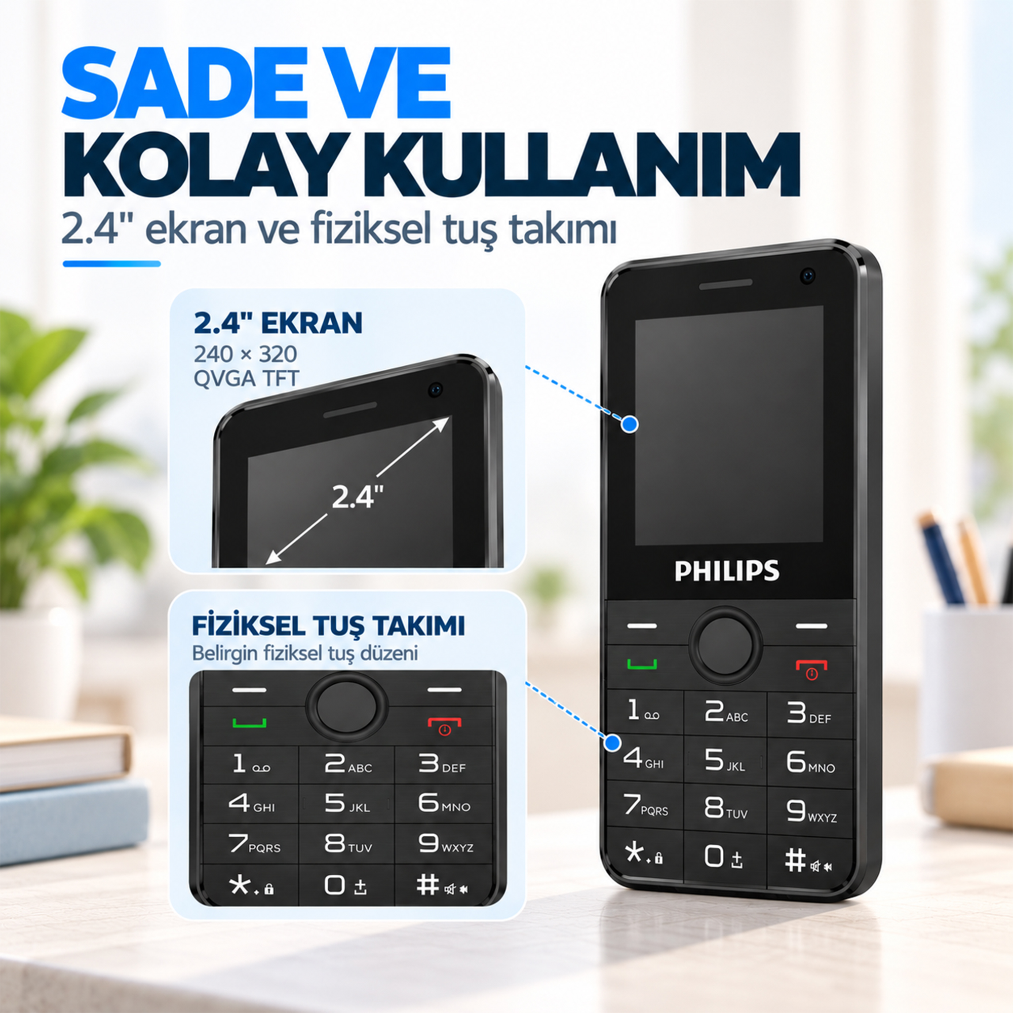 Philips E6808P 4G VoLTE Tuşlu Cep Telefonu 2.4” Ekran 1700mAh Batarya Görüntülü Arama Family Link Asker-Yaşlı-Öğrenci Siyah - Görsel 8
