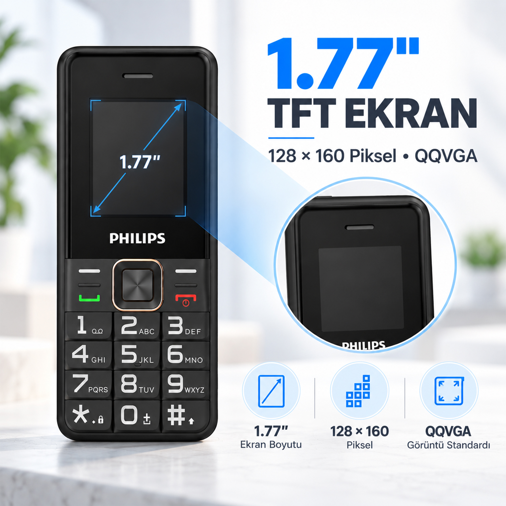 Philips Xenium E6105 4G Tuşlu Cep Telefonu Çift SIM Kartlı 1000 mAh Type-C Bluetooth FM Radyo Siyah - Görsel 9