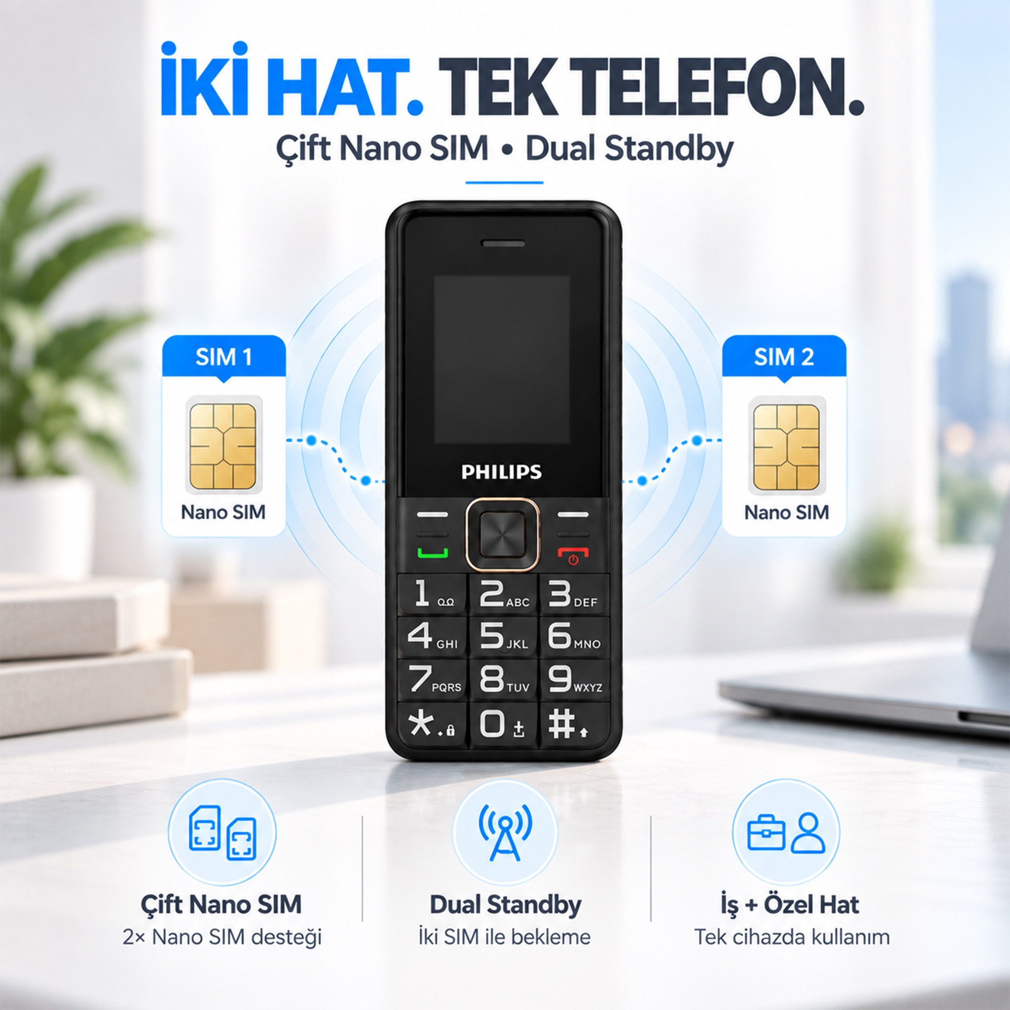 Philips Xenium E6105 4G Tuşlu Cep Telefonu Çift SIM Kartlı 1000 mAh Type-C Bluetooth FM Radyo Siyah - Görsel 8